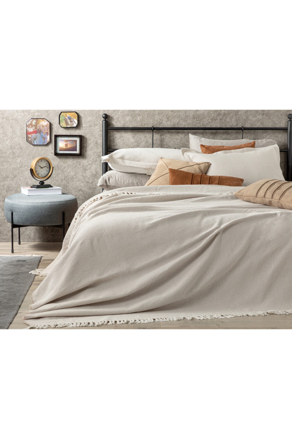 English Home Willow Dokuma Çift Kişilik Yatak Örtüsü Takımı 240x260 Cm Ekru