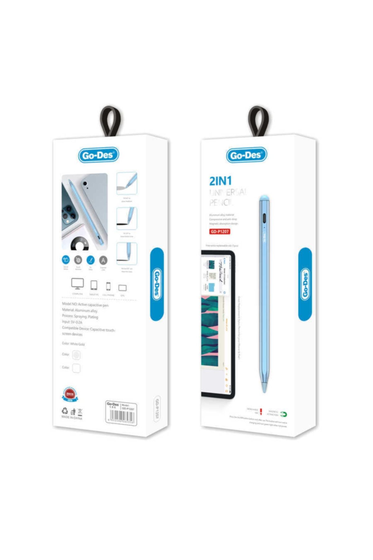 Ekolaks Hometech Alfa 8st Uyumlu Go Des Gd-p1207 2 In 1 Kapasitif Dokunmatik Çizim Kalemi