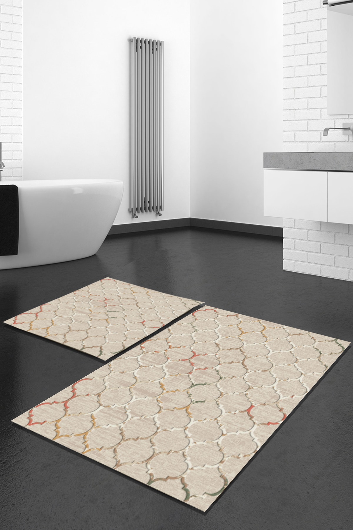 BiRKiLiM Klozet Takımı Banyo Halısı İkili Dot--tk-ht080