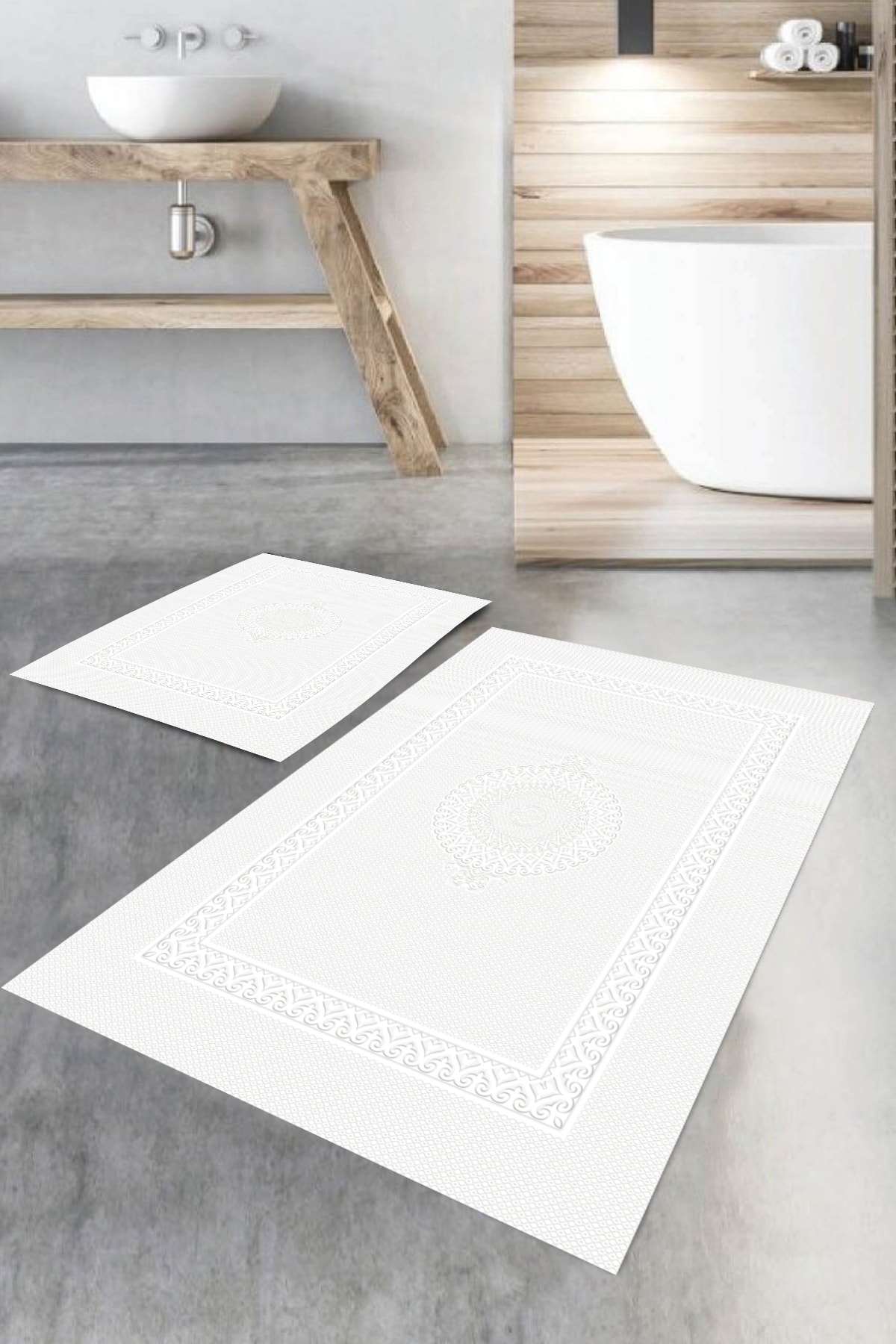 BiRKiLiM Banyo Halısı Ikili Klozet Takımı Paspas Dot-tk-hs-564
