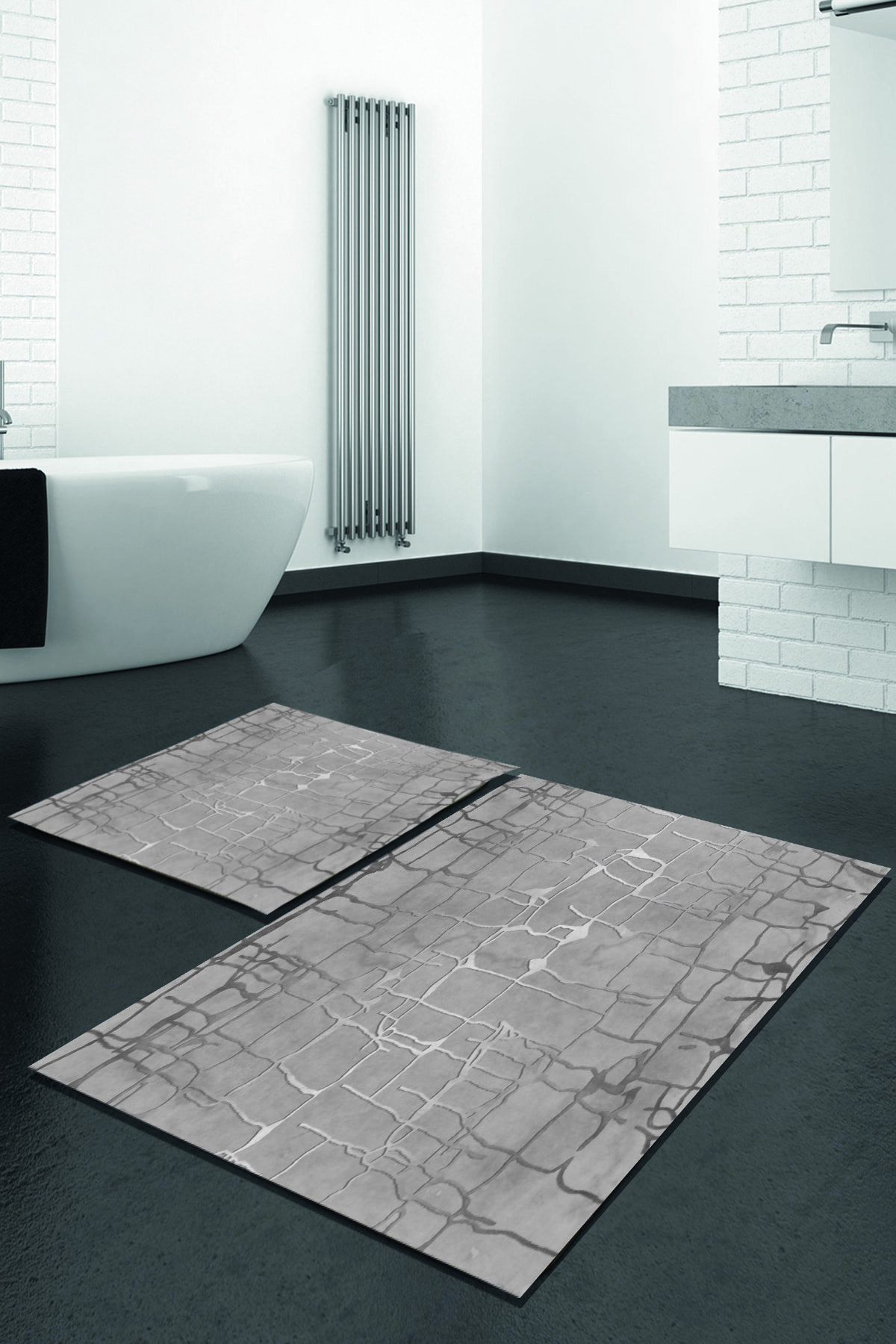 BiRKiLiM Klozet Takımı Banyo Halısı Ikili Dot--tk-ht020