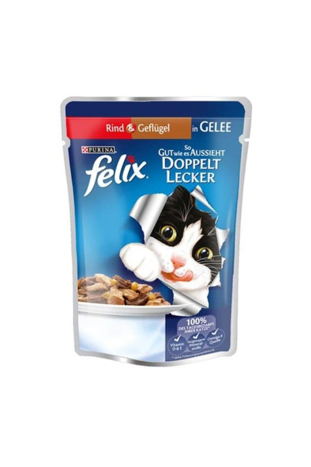 Purina Felix Felix Çifte Lezzet Sığır Etli Tavuklu Kedi Yaş Maması 100 Gr ( 20 Adet )