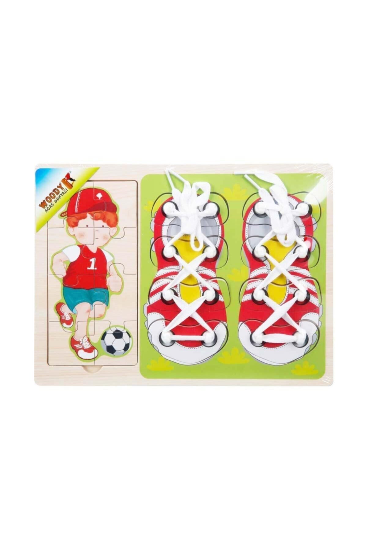 akids Fırsat Sunman Woody Ahşap Puzzle Ayakkabı Bağlama 16 Parça