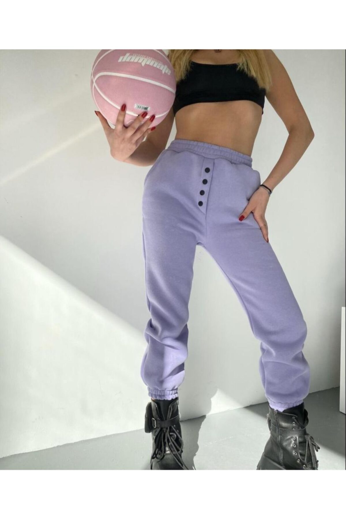 MODAVERNA Kadın 3 Iplik Mor Eşofman Altı