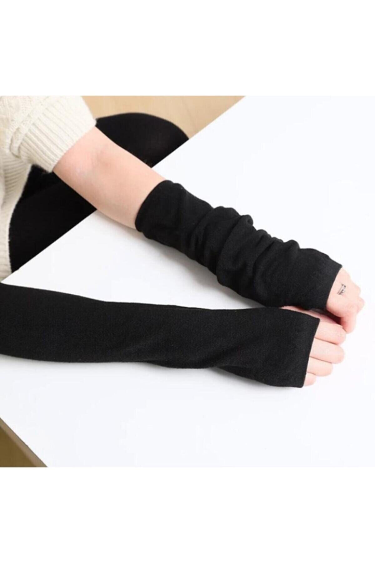 Köstebek Anime Grunge Punk Düz Siyah Kesik Parmak Kolluk Eldiven