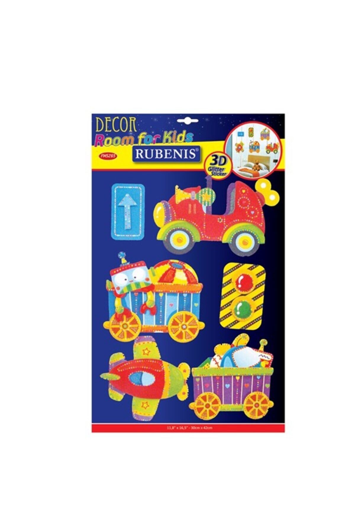 Rubenis Sticker Araba Figürlü Pastel Renk Büyükboy Oda Fms-265 5'li Paket