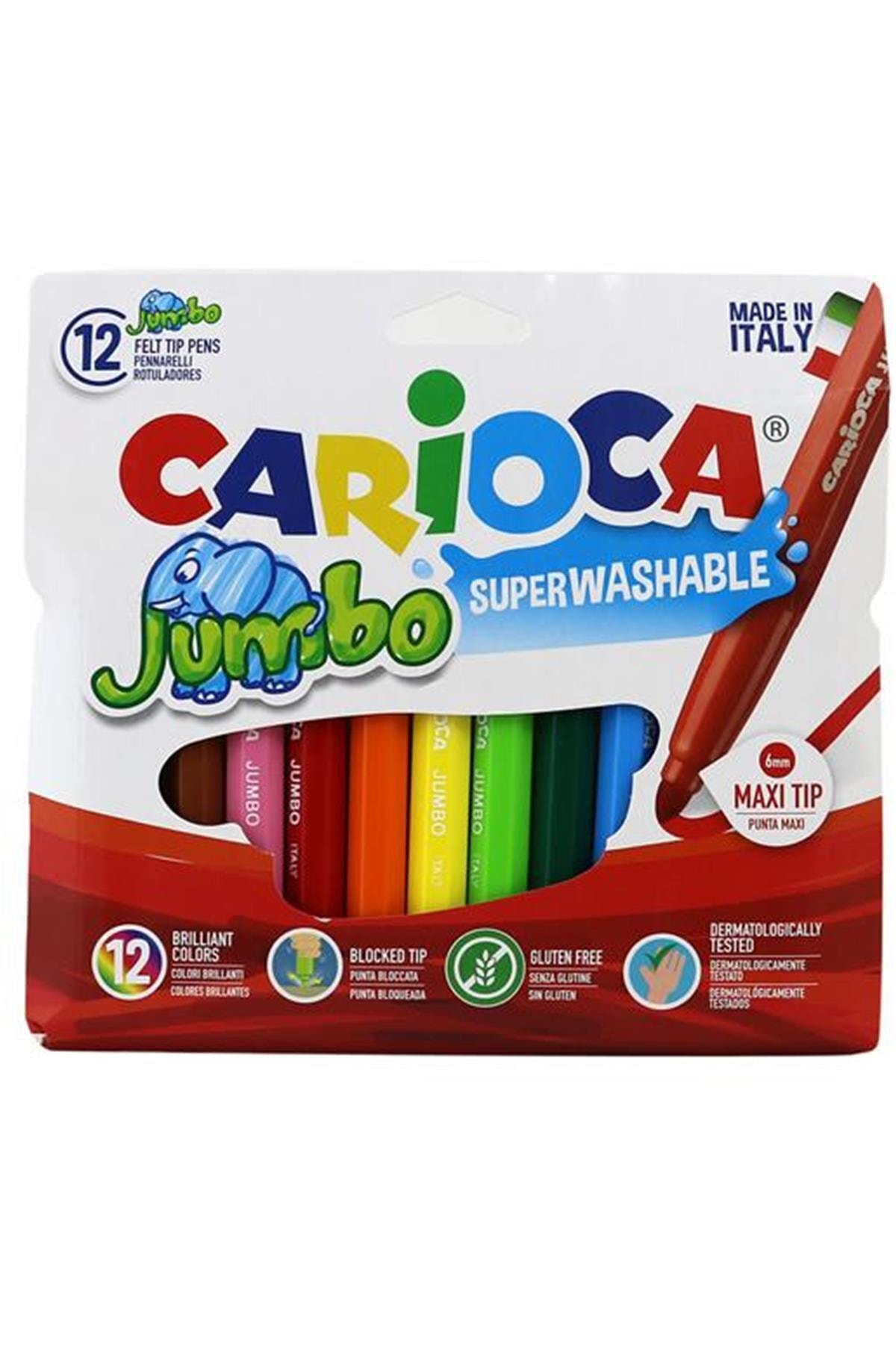 CARIOCA 12 Renk Yıkanabilir Jumbo Keçeli Kalem 40569 Kategori: Kuru Boya Kalemi