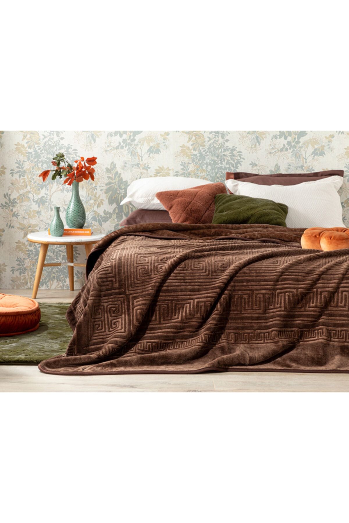 English Home Olimpia Emboss Çift Kişilik Battaniye 200x220 Cm Kahve