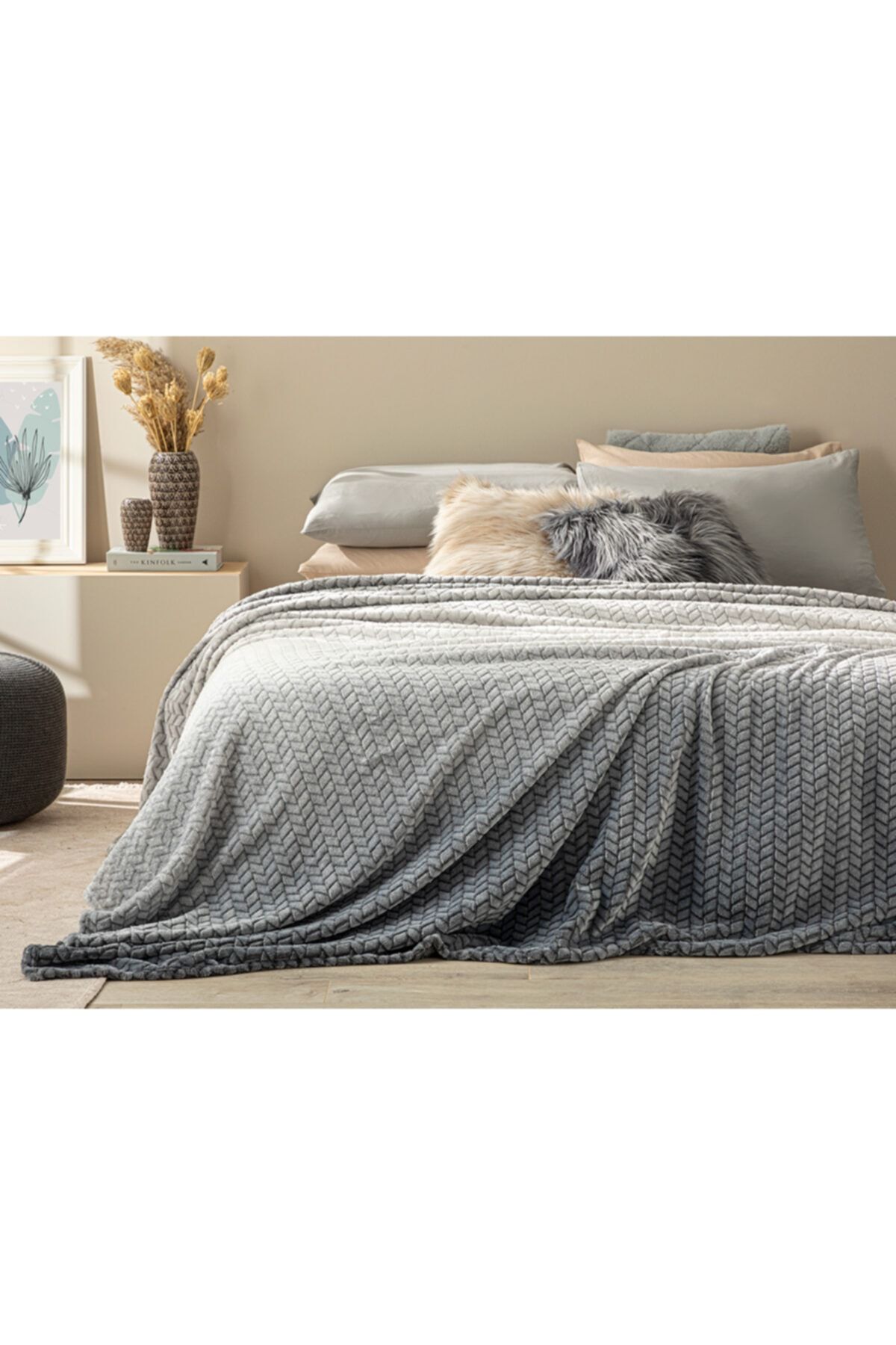 English Home Moonlight Ombre Super Soft Çift Kişilik Battaniye 200x220 Cm Gri-antrasit