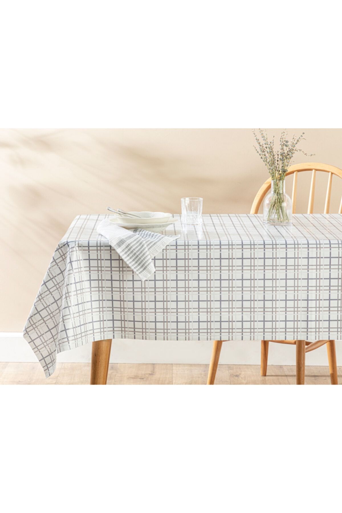 English Home Mini Heart Pvc Masa Örtüsü 100x140 Cm Gri