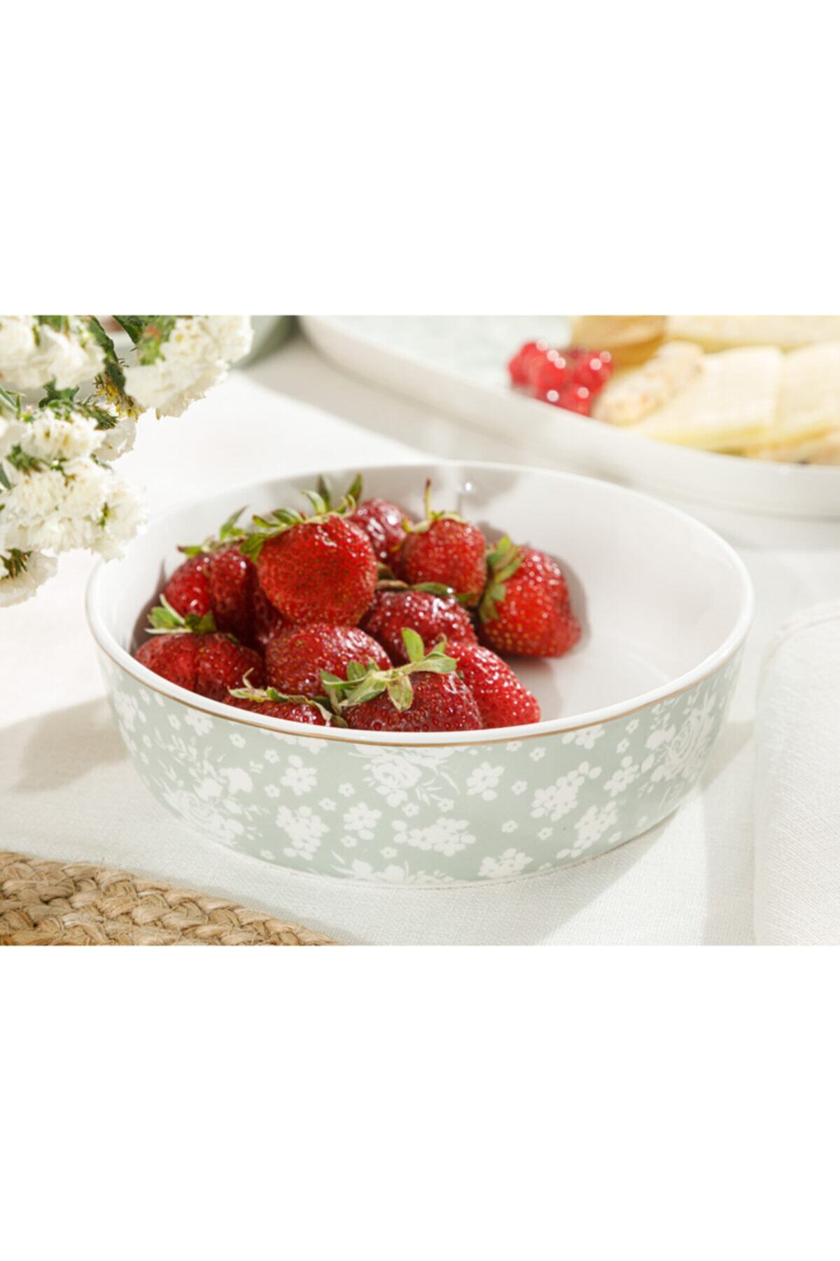 English Home Bloom New Bone Kase 17 Cm Beyaz - Yeşil
