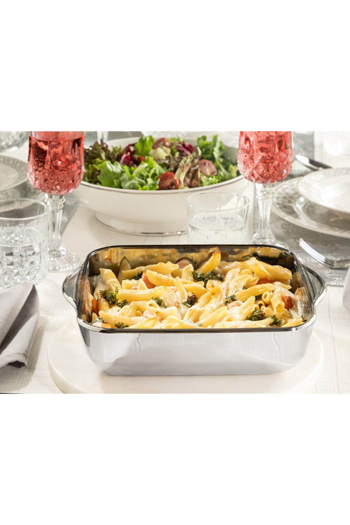 English Home Gloria Borcam Fırın Kabı 22x22 Cm Silver