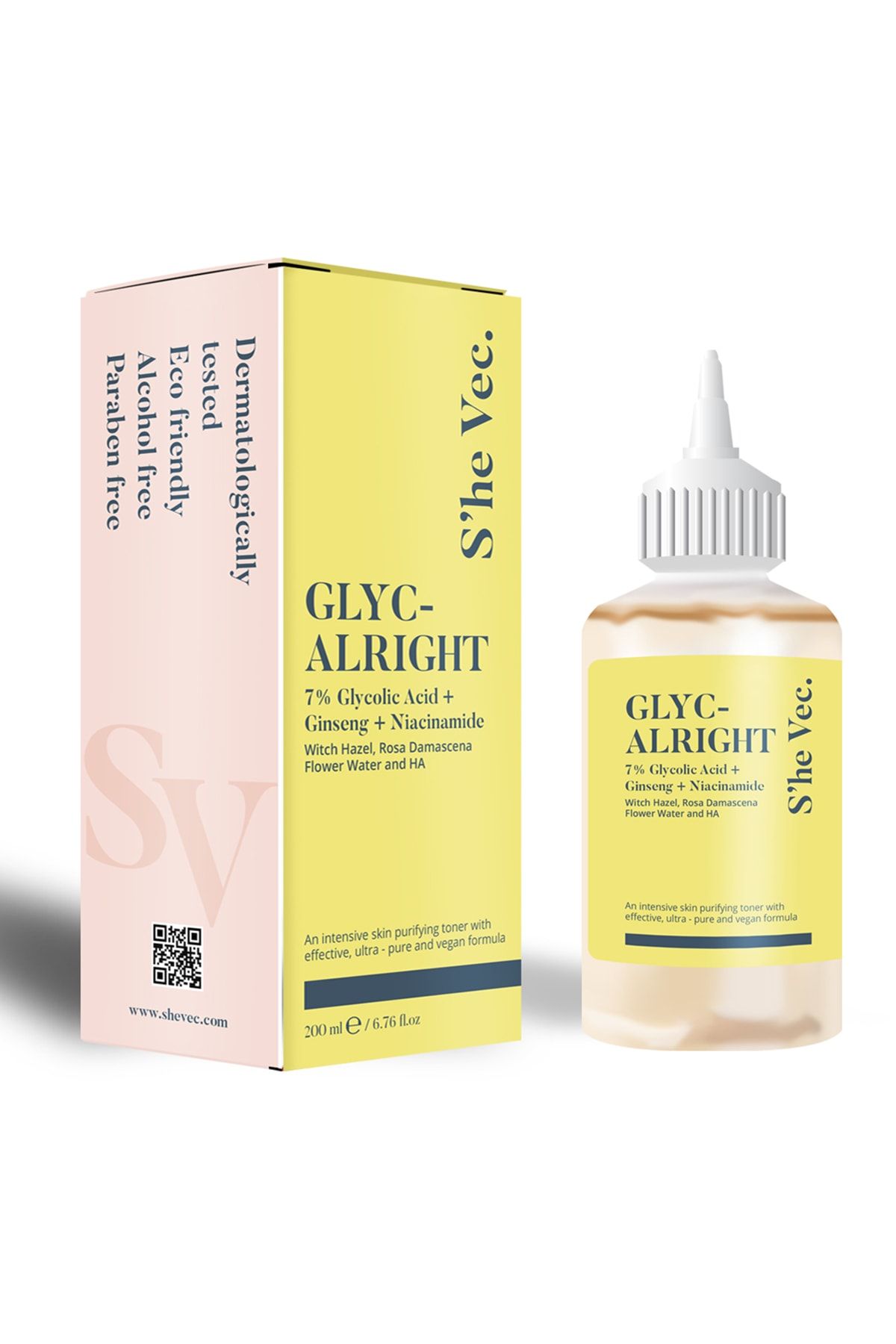 SHE VEC 7% Glycolic Acid + Ginseng + Niacinamide (gözenek Sıkılaştırıcı Ve Arındırıcı Tonik)