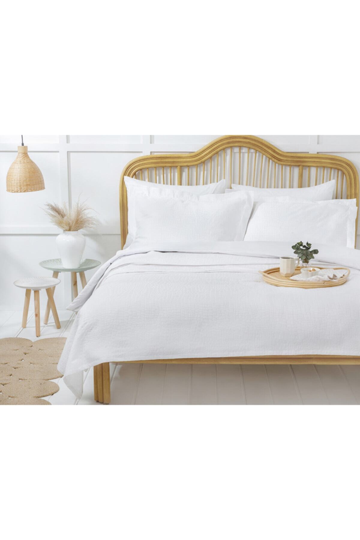 English Home Nature Jakarlı Dokuma King Size Pike Takımı 240x230 Cm Beyaz