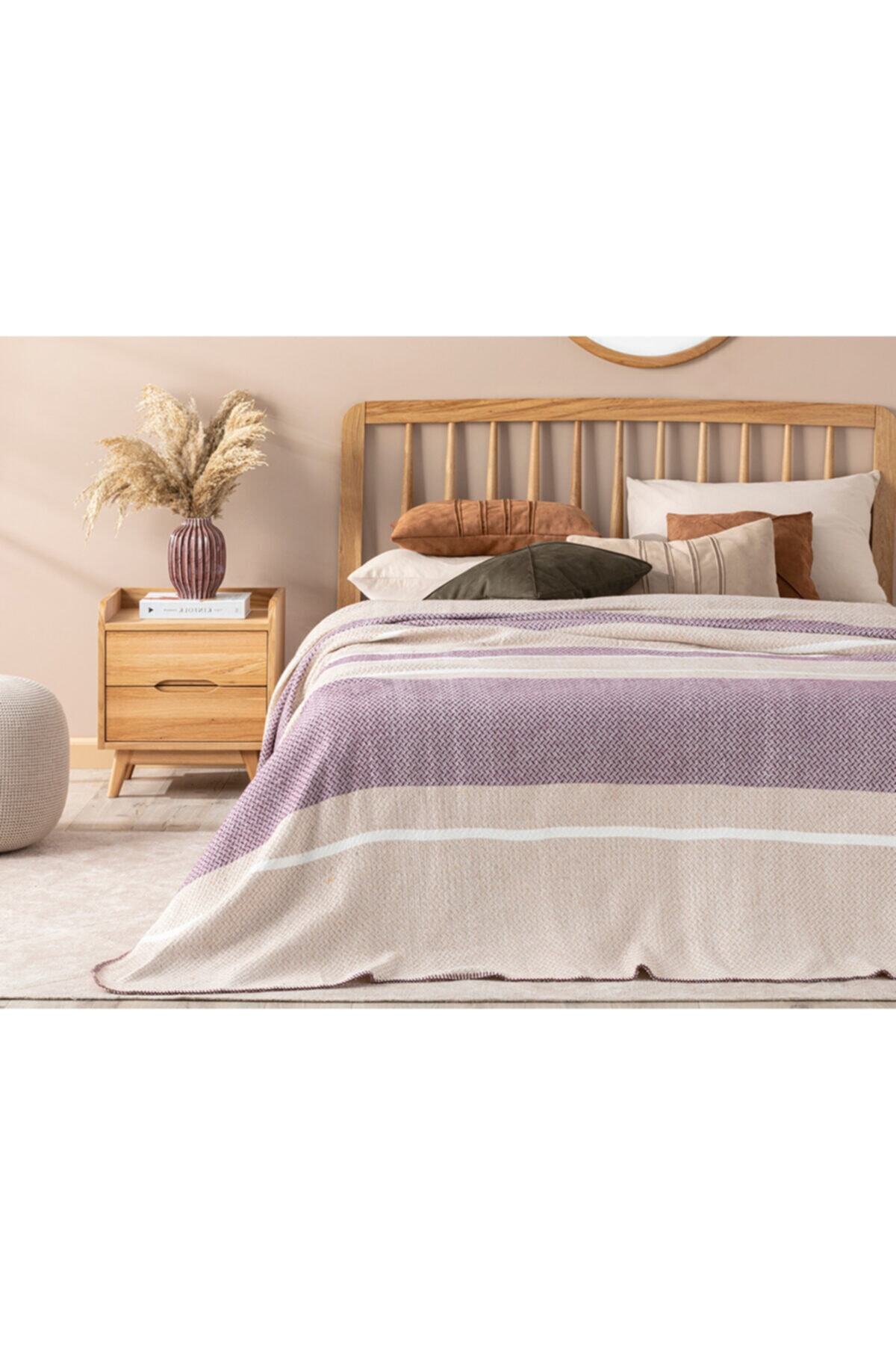 English Home Barleycorn Scotch Çift Kişilik Battaniye 200x220 Cm Bordo Bej