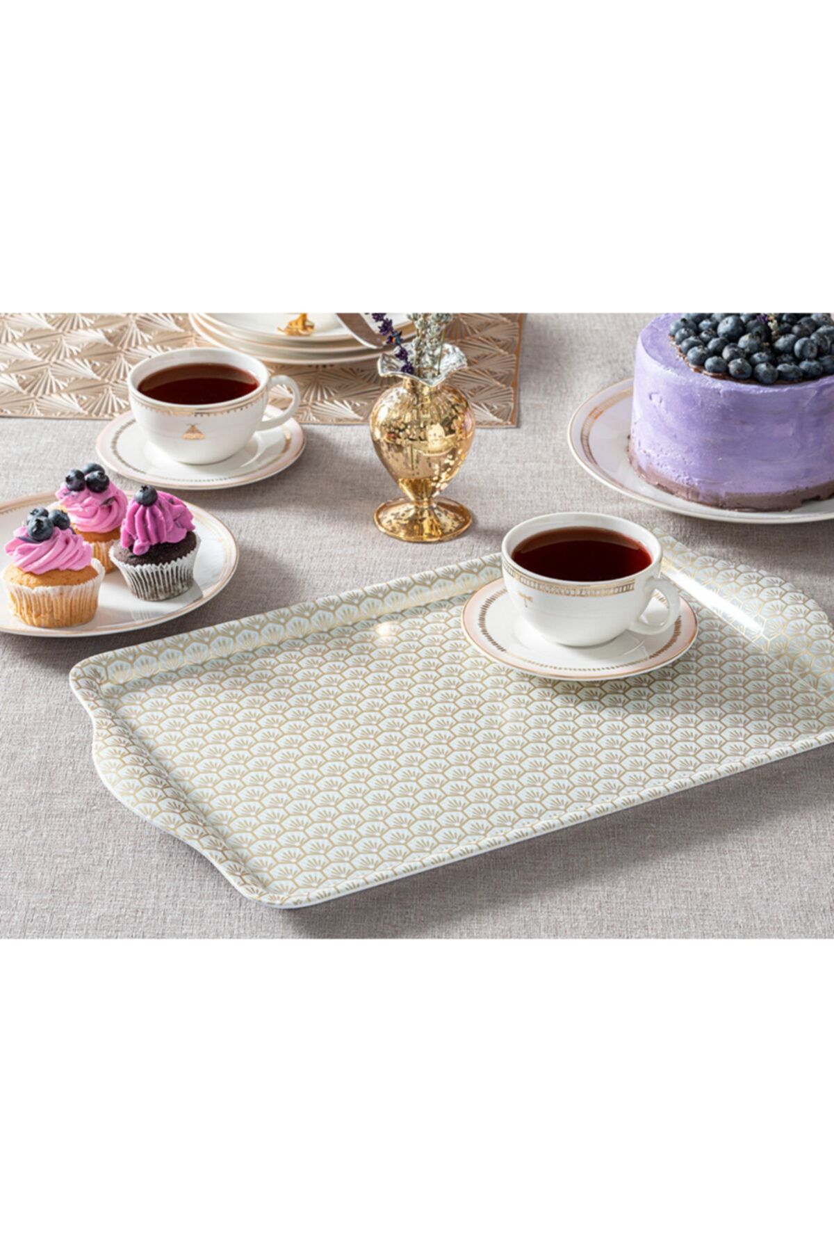 English Home Goldy Art Melamin Tepsi 46x29 Cm Gold