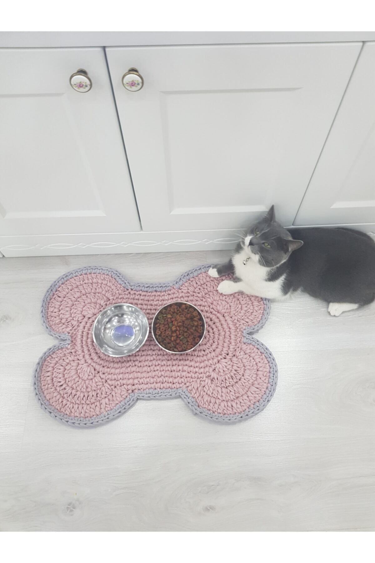 ÖRGÜM Kedi Paspası Kedi Beslenme Paspası Pembe Renk 50x35 Cm