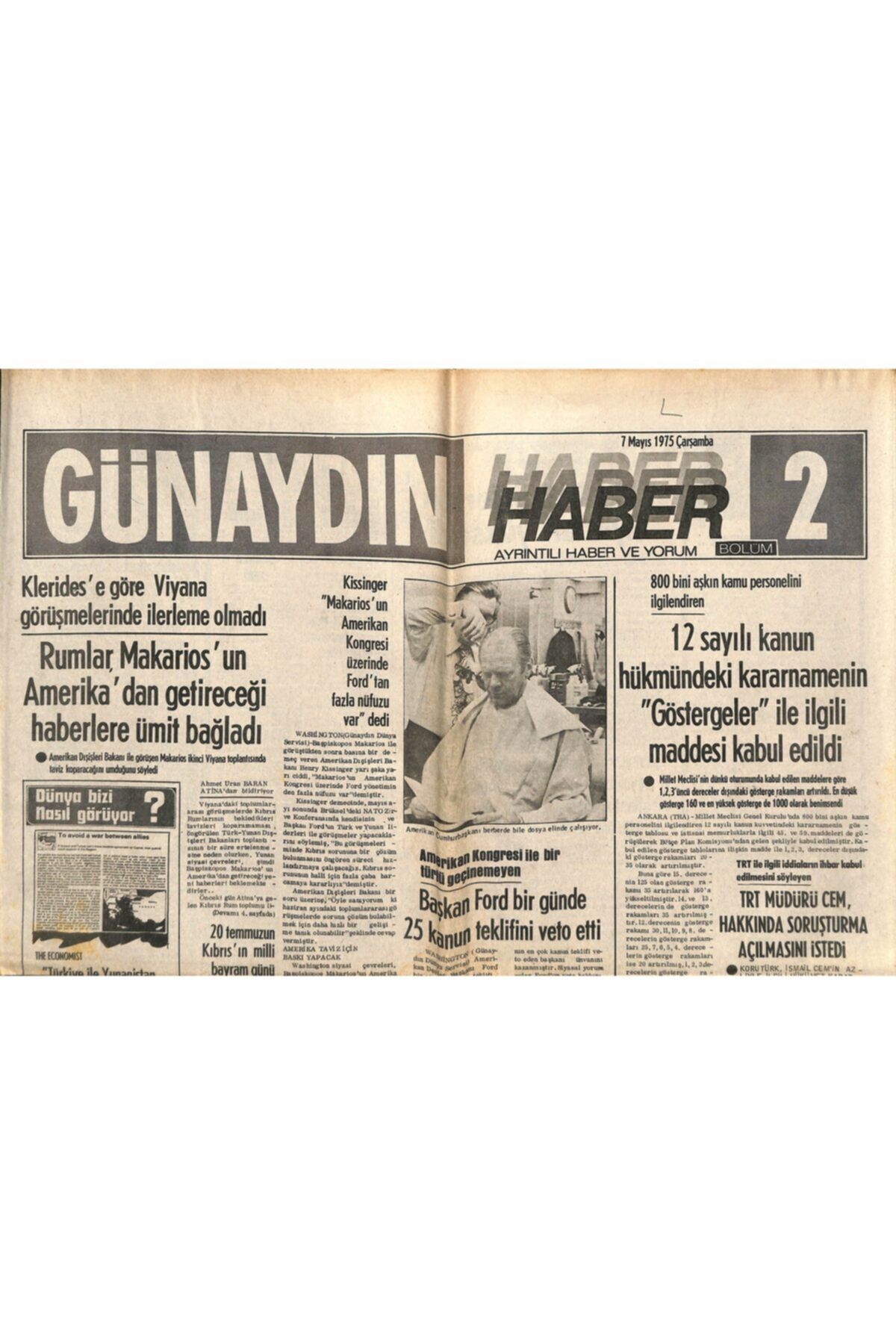 Gökçe Koleksiyon Günaydın Gazetesi Haber 2 Eki 7 Mayıs 1975-Sovyetlerin Kokteyli Ankara'da Diplomatik Savaşa Yol Açtı