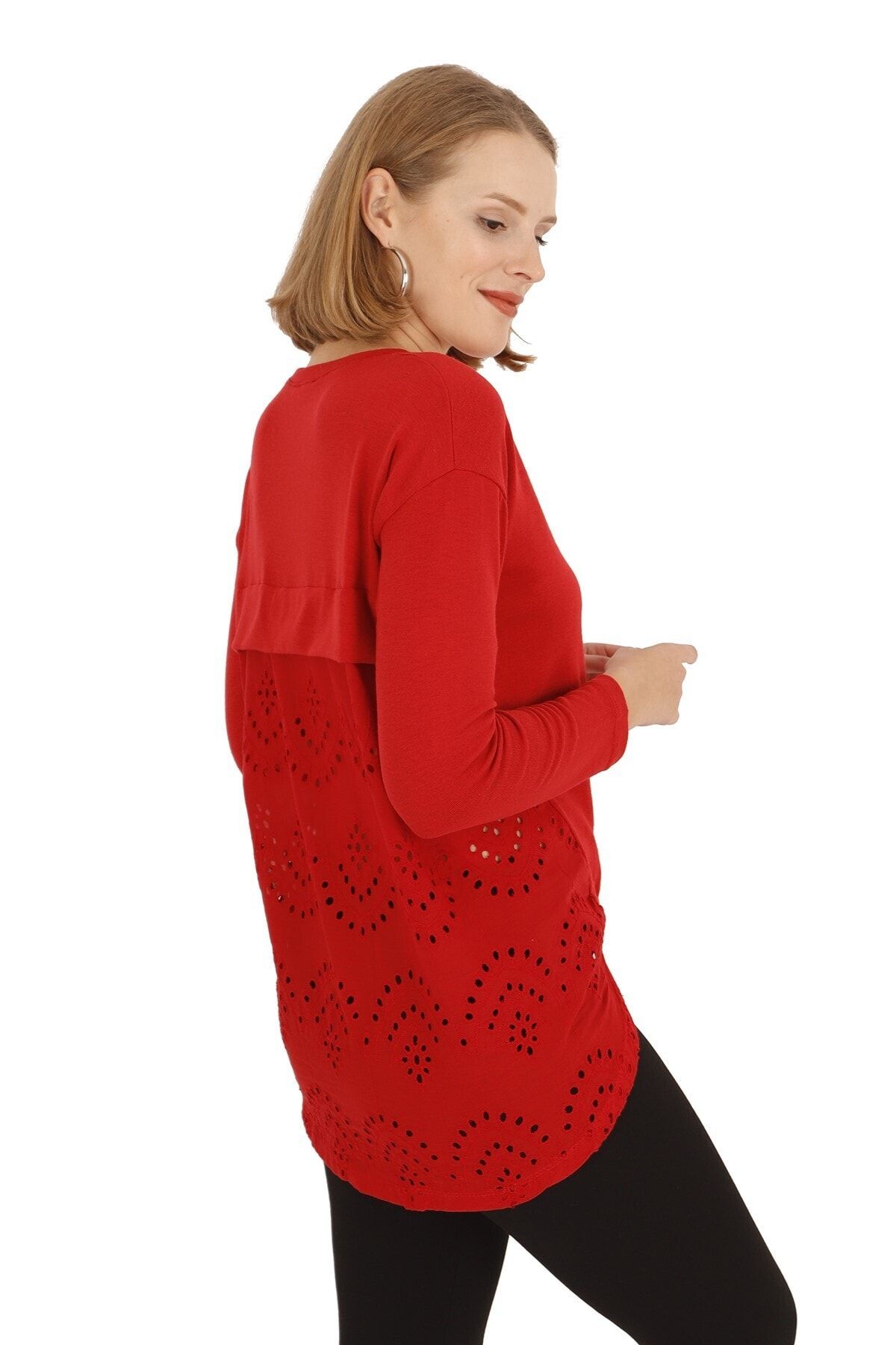 BUKETLİ Kadın Kırmızı Fistolu Sweatshirt