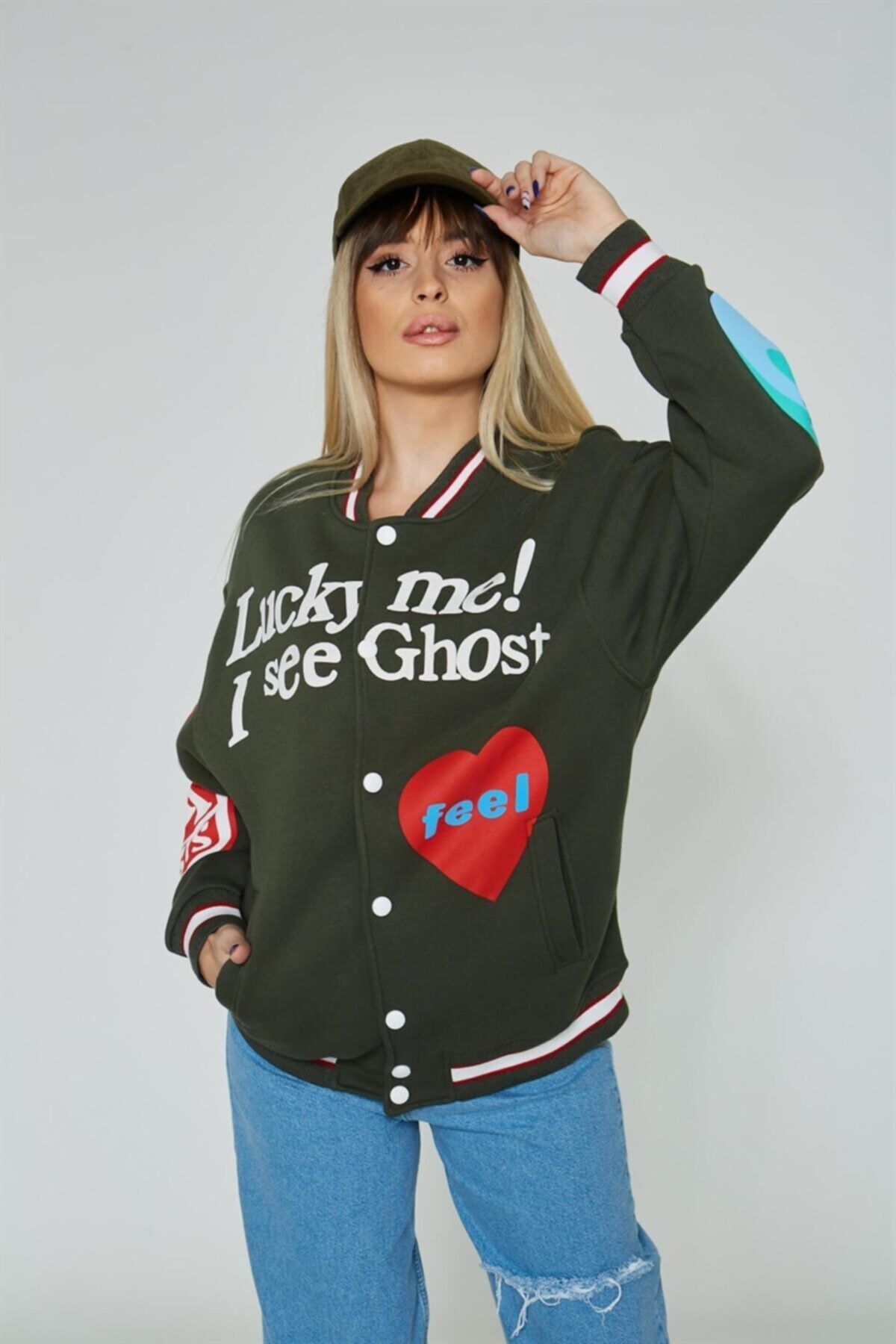 The Champ Global Unisex Füme Kanye West Lucky Me Oversize Kolej Ceket