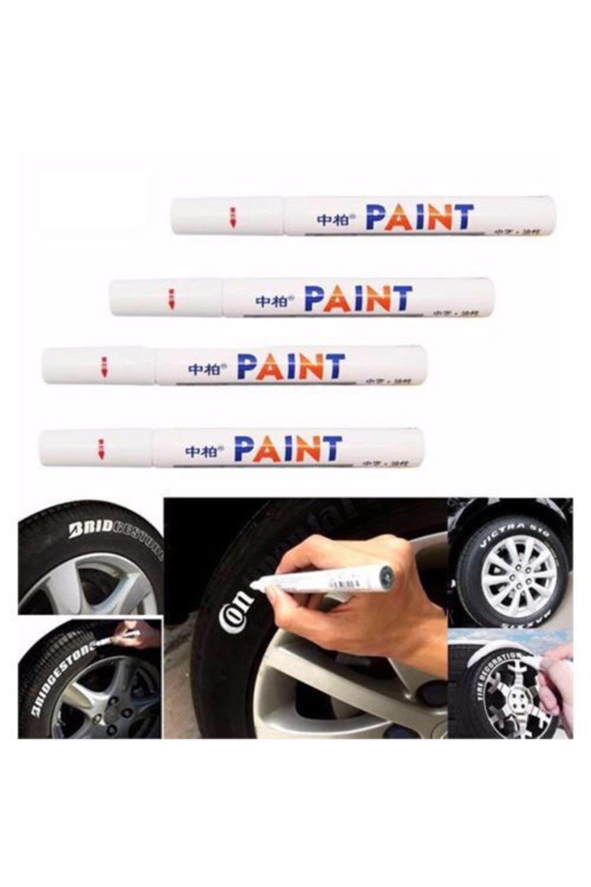 ModaCar 4 Adet Lastik Yazısı Beyaz Renklendirme Kalemi 428135 6 Lı