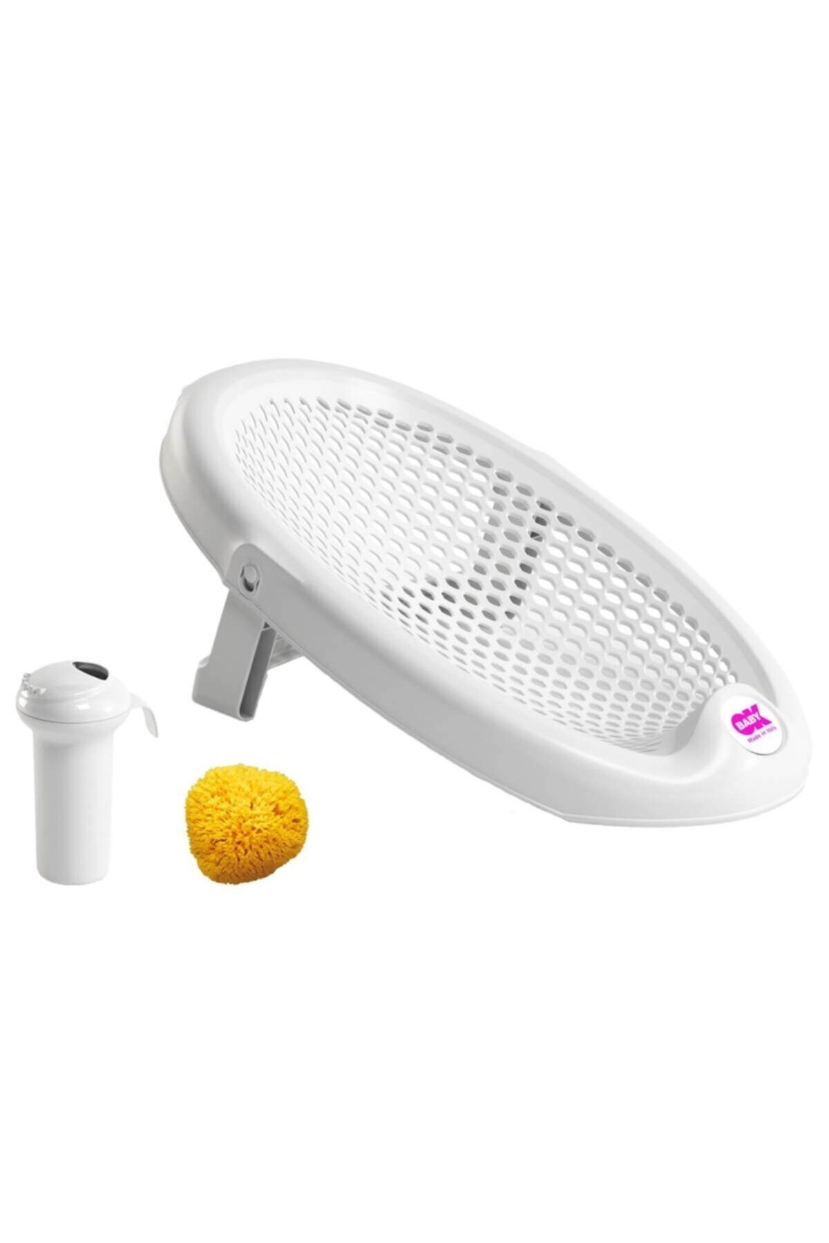 OK Baby Okbaby Jelly Küvet Aparatı & Splash Bebek Duşu & Doğal Banyo Süngeri No.10 / Beyaz