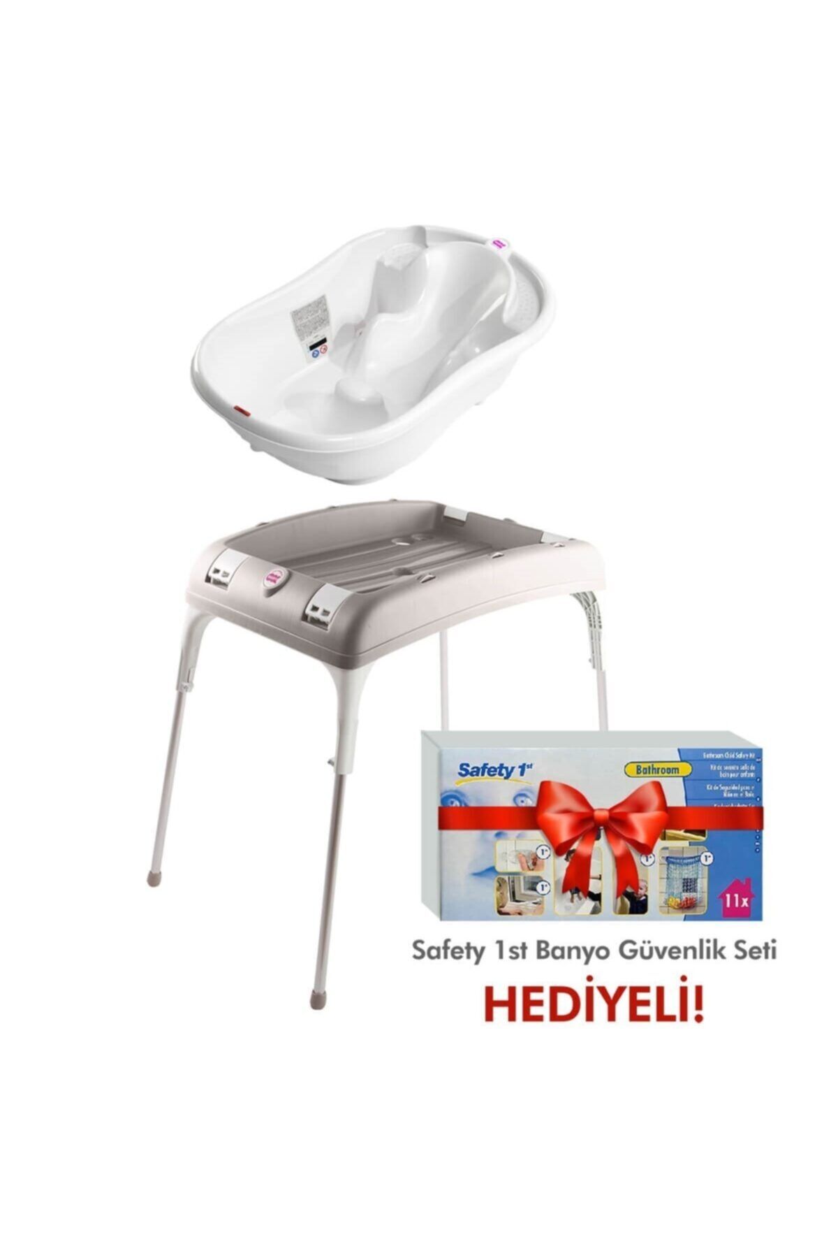 OkBabyy Okbaby Onda Banyo Küveti & Küvet Taşıyıcı Beyaz / Banyo Güvenlik Seti Hediye