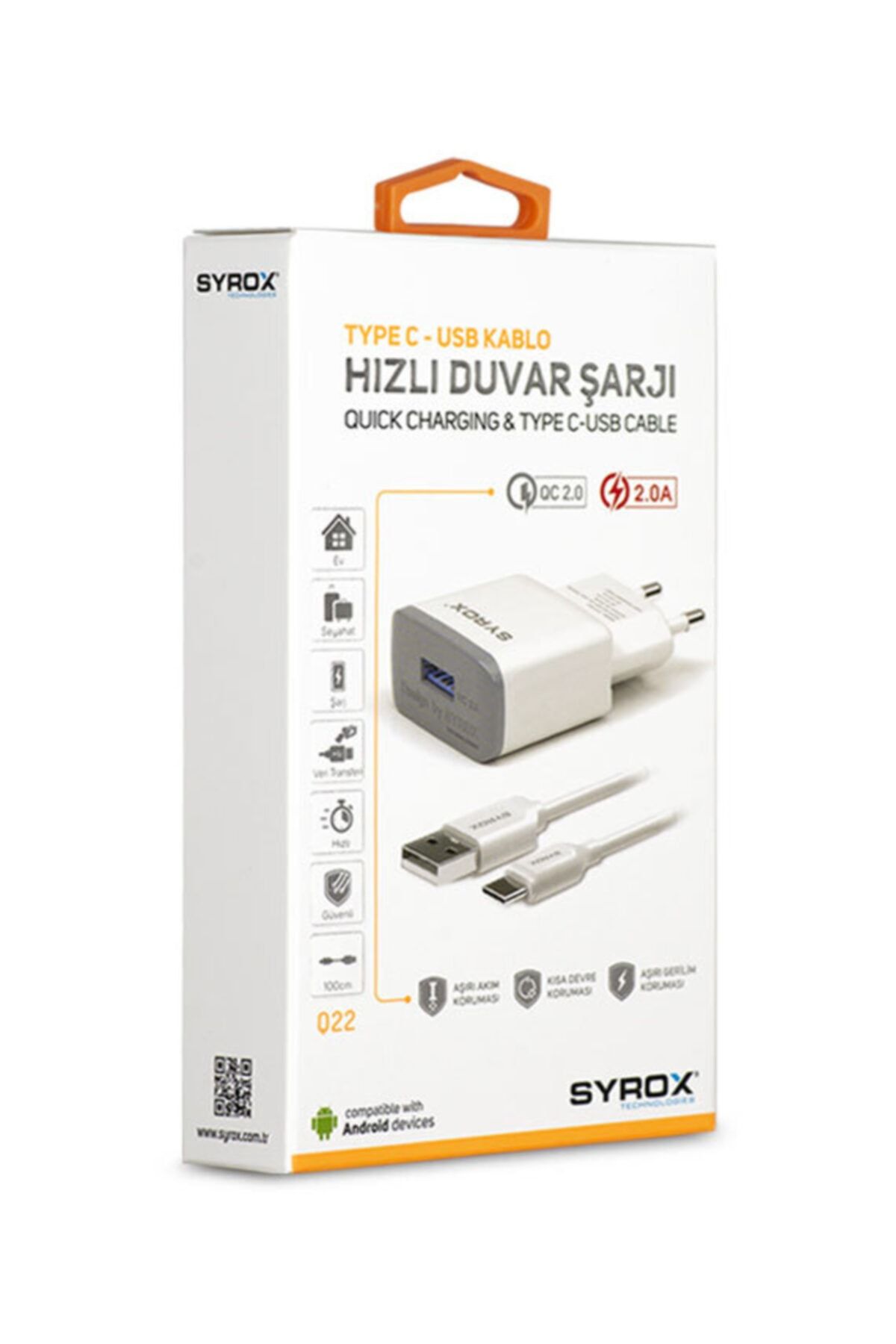 Syrox Android Uyumlu Hızlı Type-c Şarj Aleti Q32