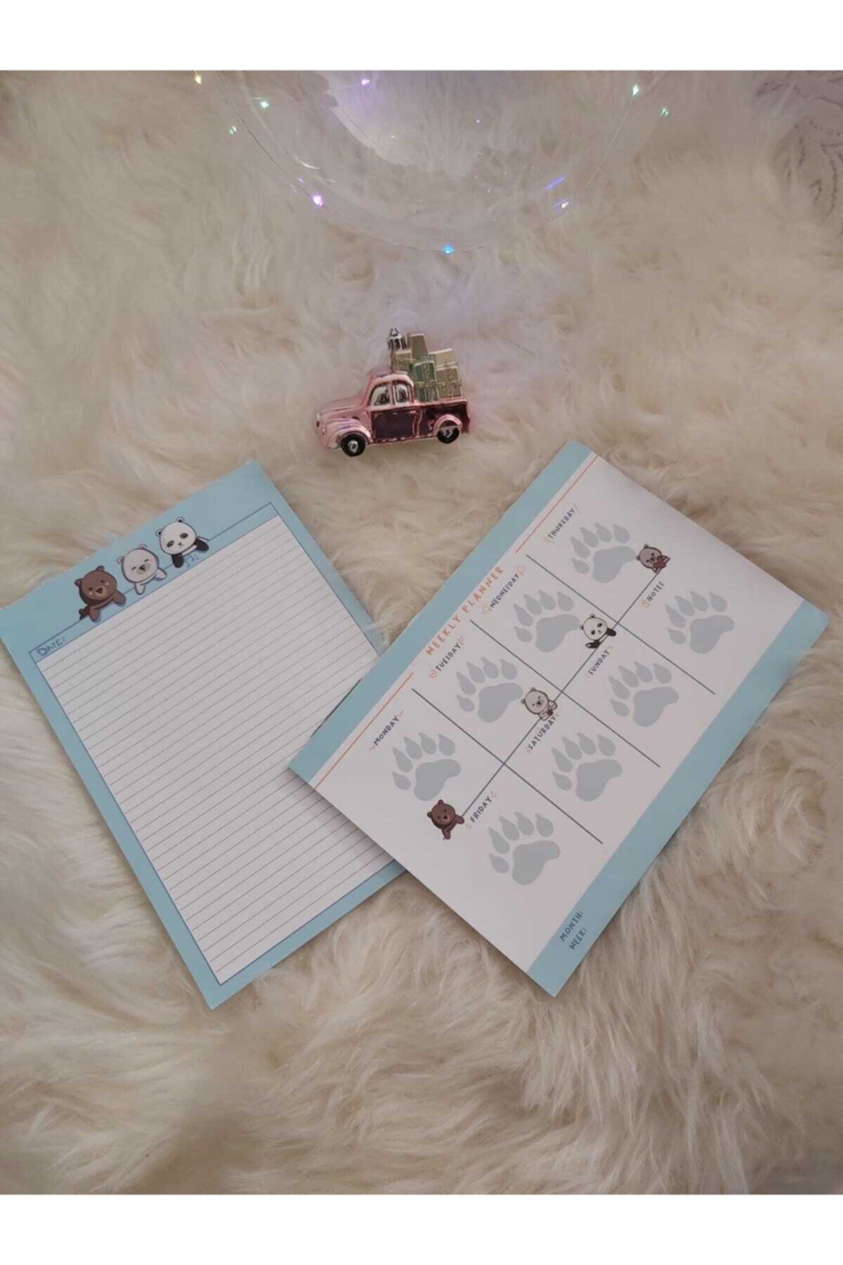 tinynotesland Ayıcıklı Haftalık Planlayıcı Ve Çizgili Notepad