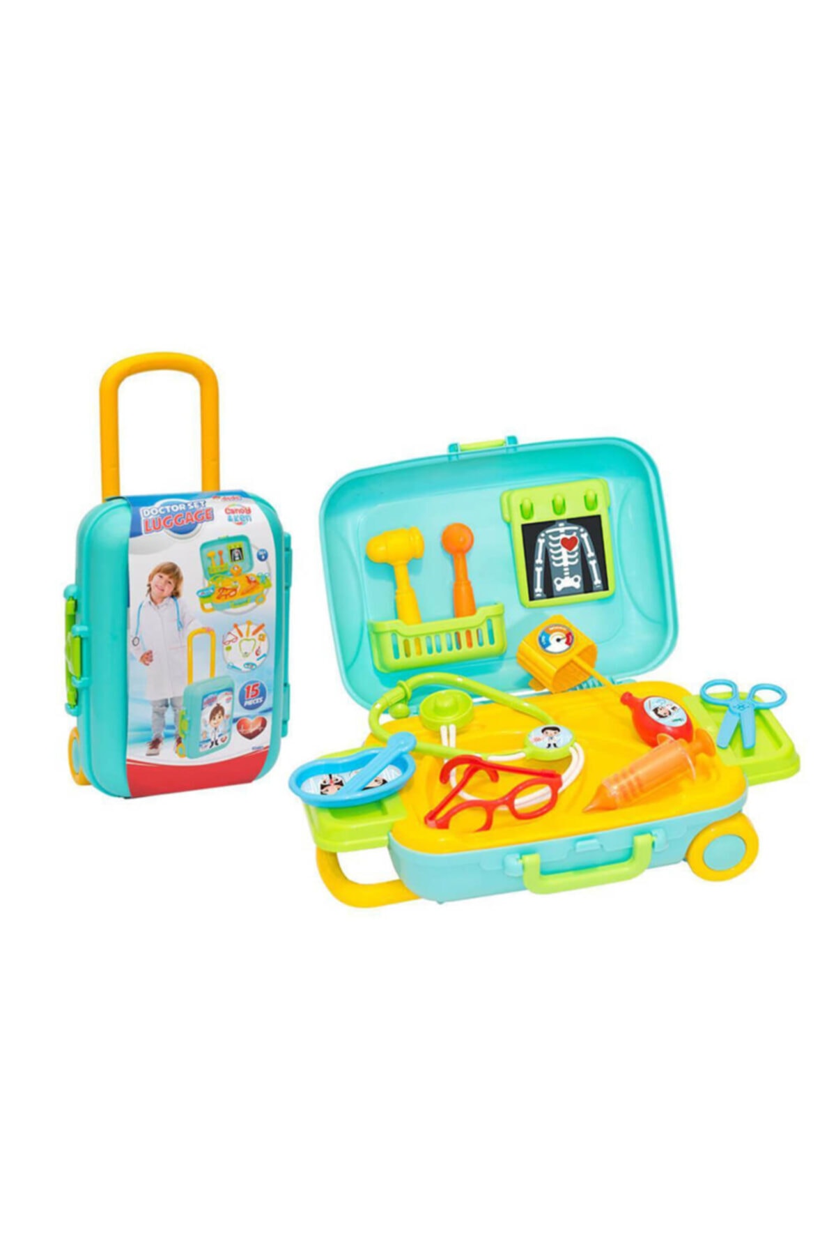 Fen ToysDede Doktor Oyun Seti Plastik Tekerlekli Bavullu 15 Parça