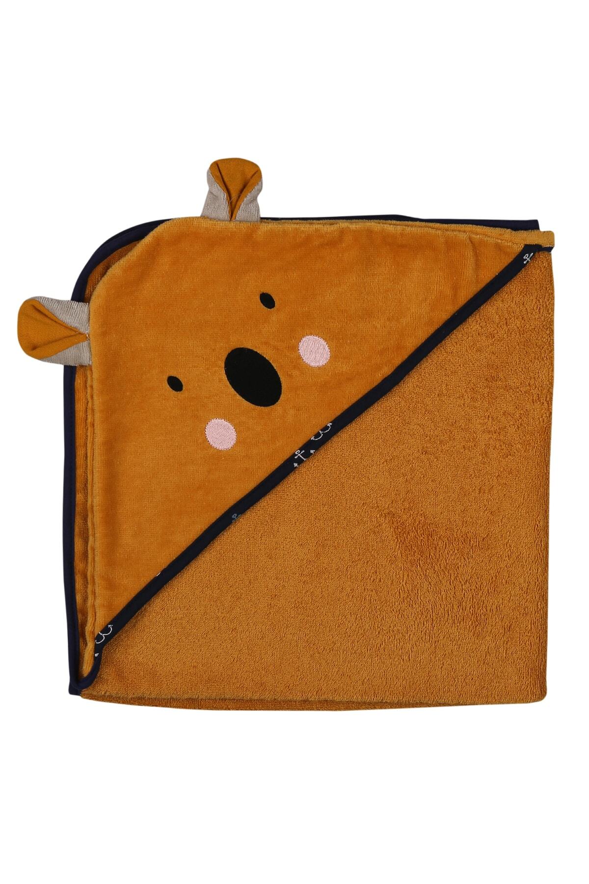 Elifababy Organic Bebek Banyo Havlusu 75x75 Cm. Sarı Koala