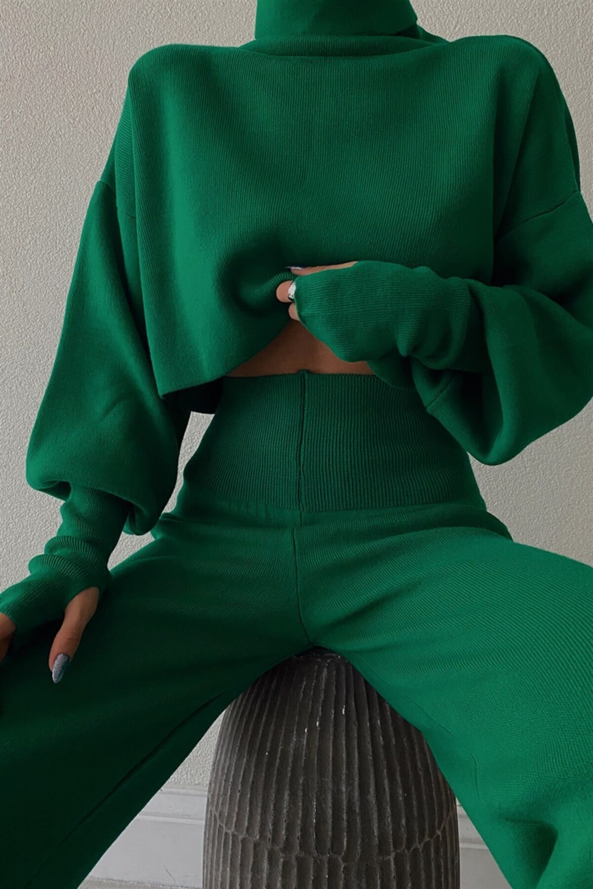 My love butik Triko Crop Pantolon Takım