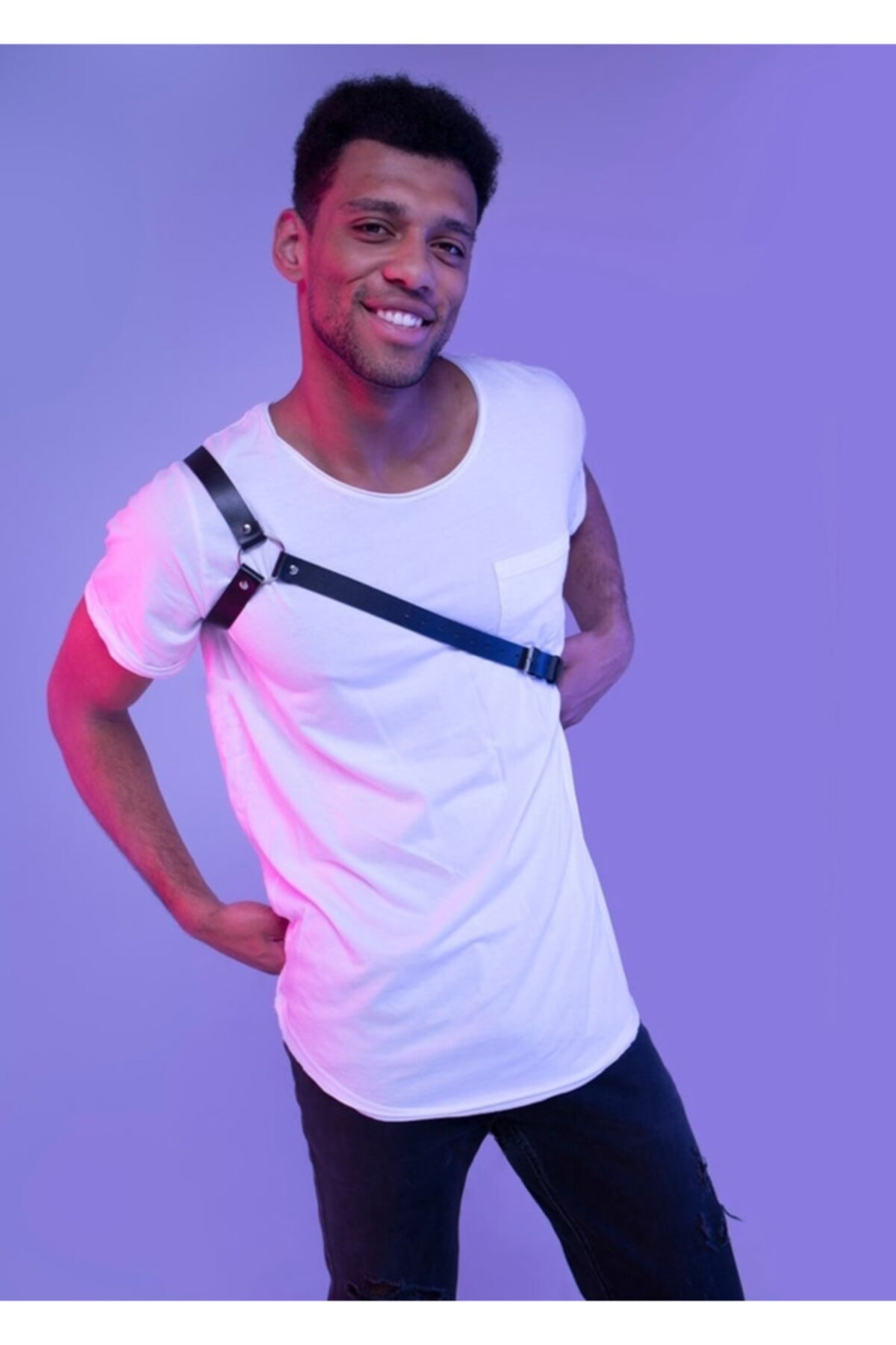 Dreamsshop Çapraz Kol Detaylı Erkek Deri Harness - Apftm3