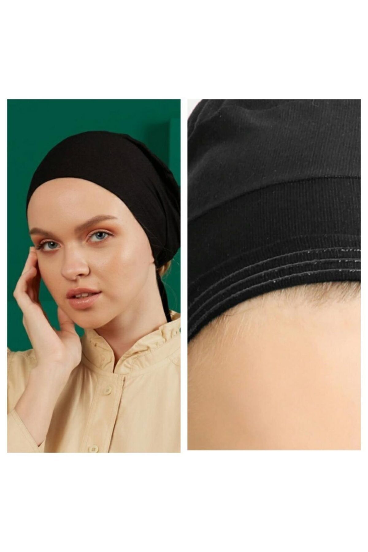Shalista Penye Siyah Likralı Kaymayan Bone