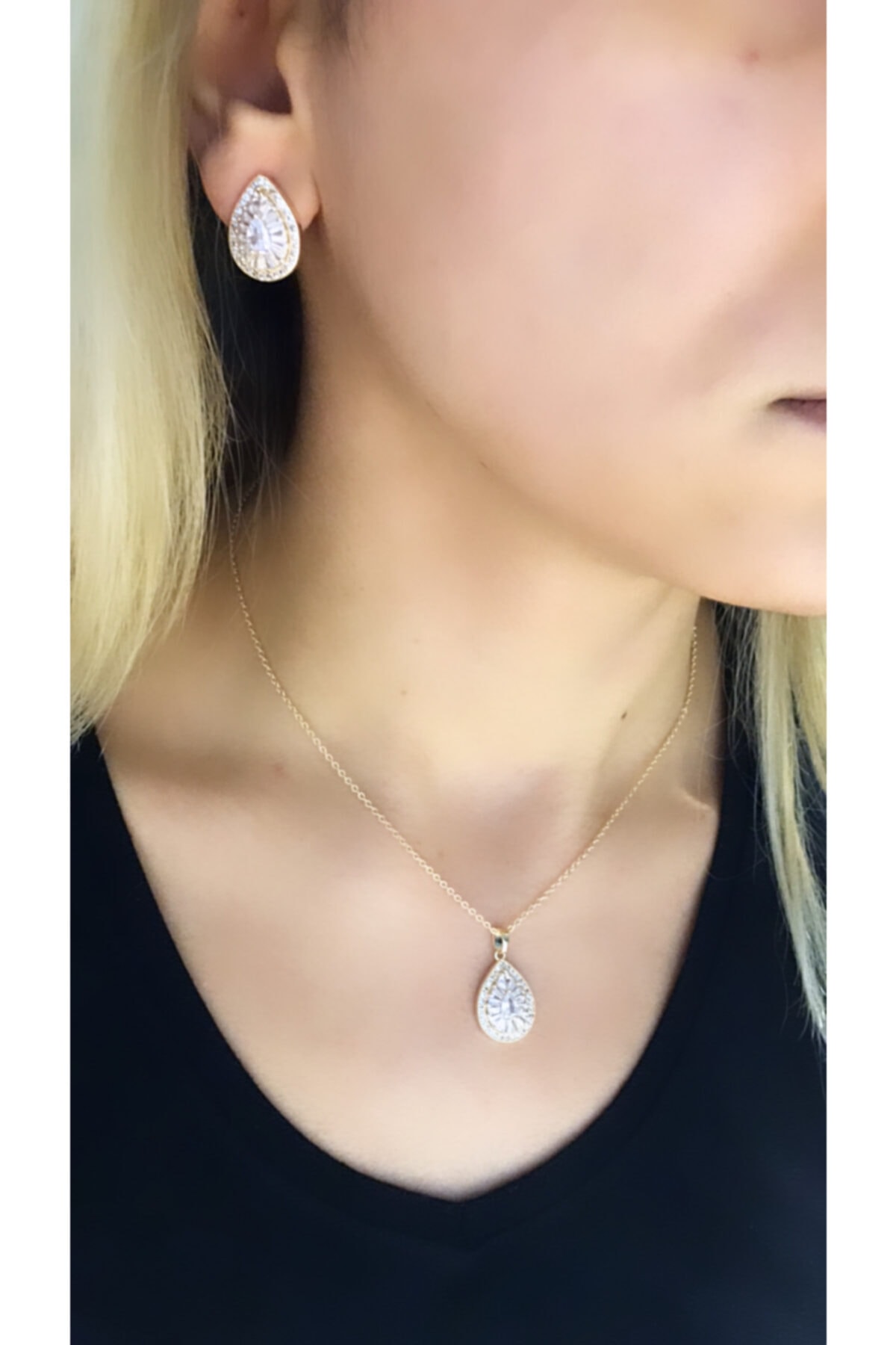 Kervan aksesuar Bijuteri Gold Damla Model Baget Set