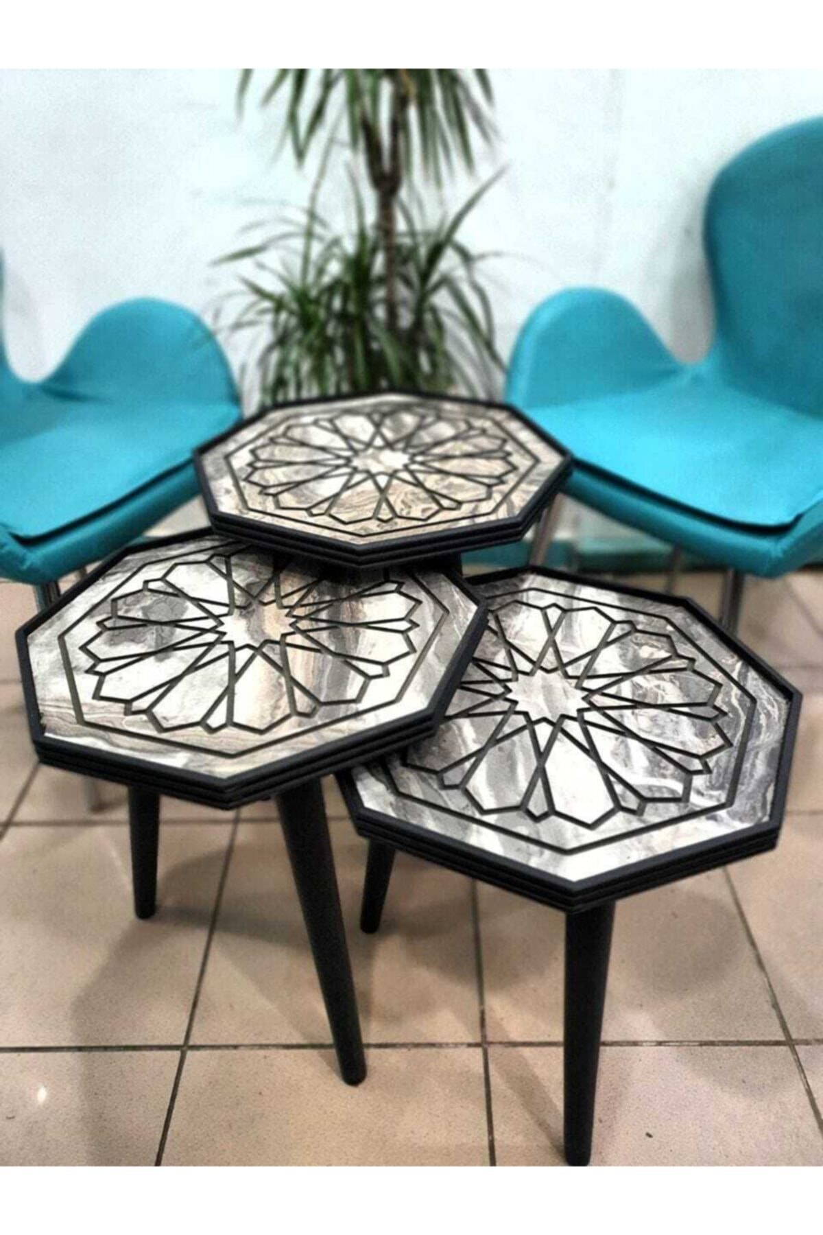 Ahşap Doğal Masalar Lazer İşlemeli Şık