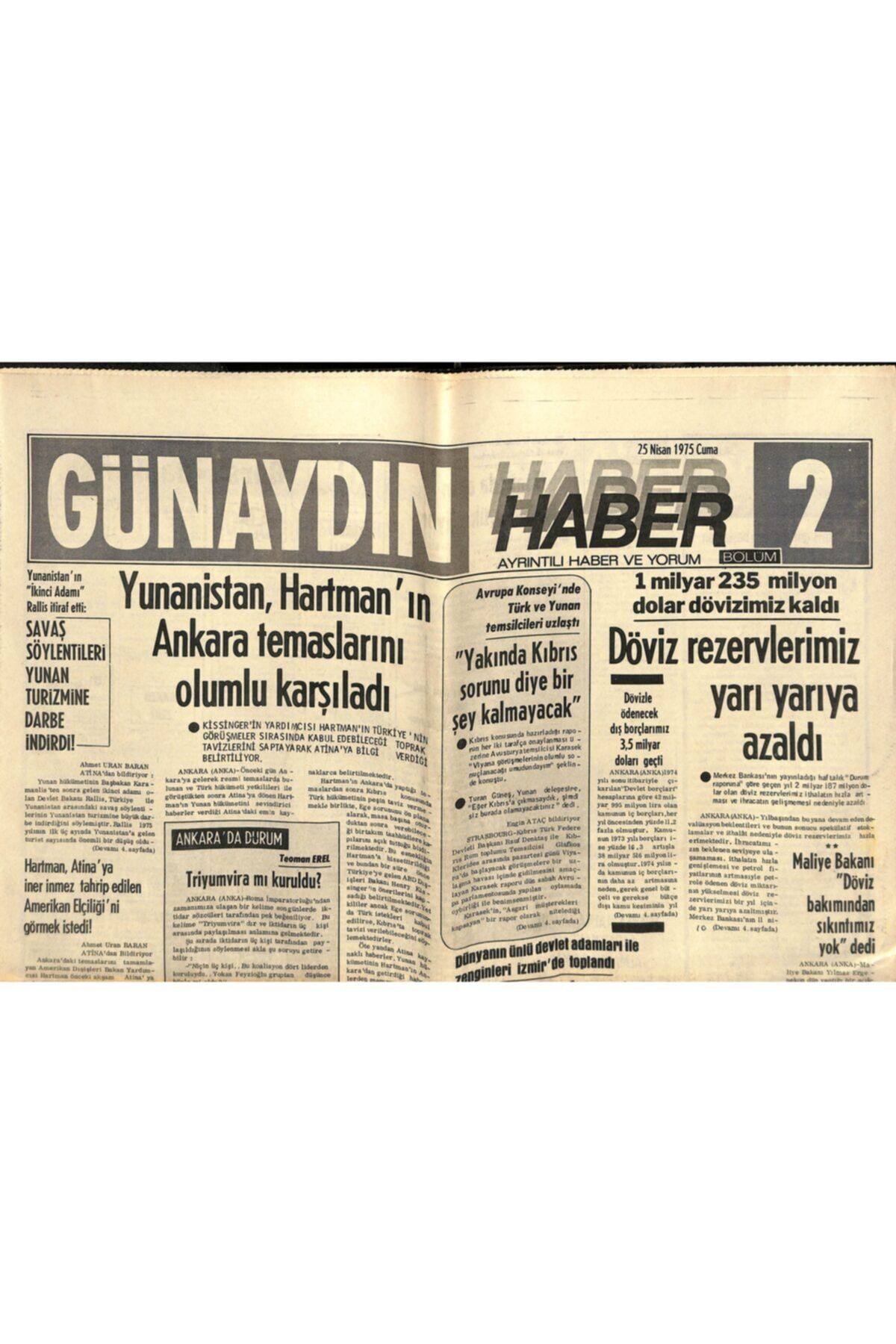 Gökçe Koleksiyon Günaydın Gazetesi Haber 2 Eki 25 Nisan 1975-portekiz'de Iktidar Için Ordu Ile Siyasal Partiler Çeki