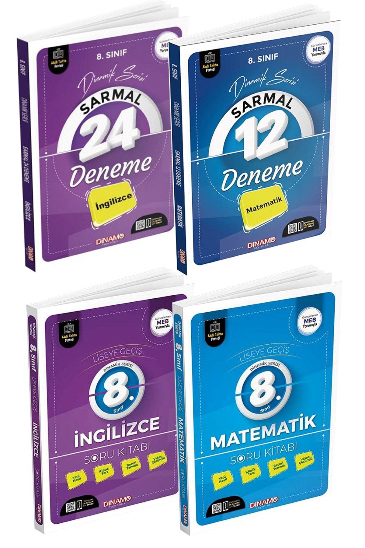 Dinamo Yayınları 2022 8. Sınıf Sarmal Denemeler Ve Soru Bankaları Matematik, Ingilizce Set 4 Kitap