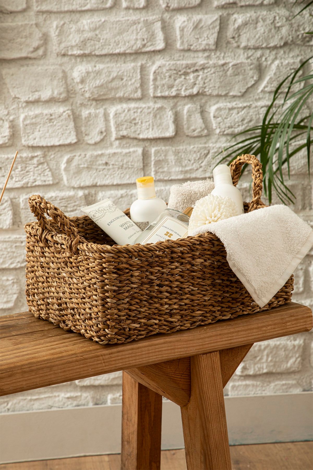 English Home Natural World Hasır Sepet 32x23x13cm Kahve