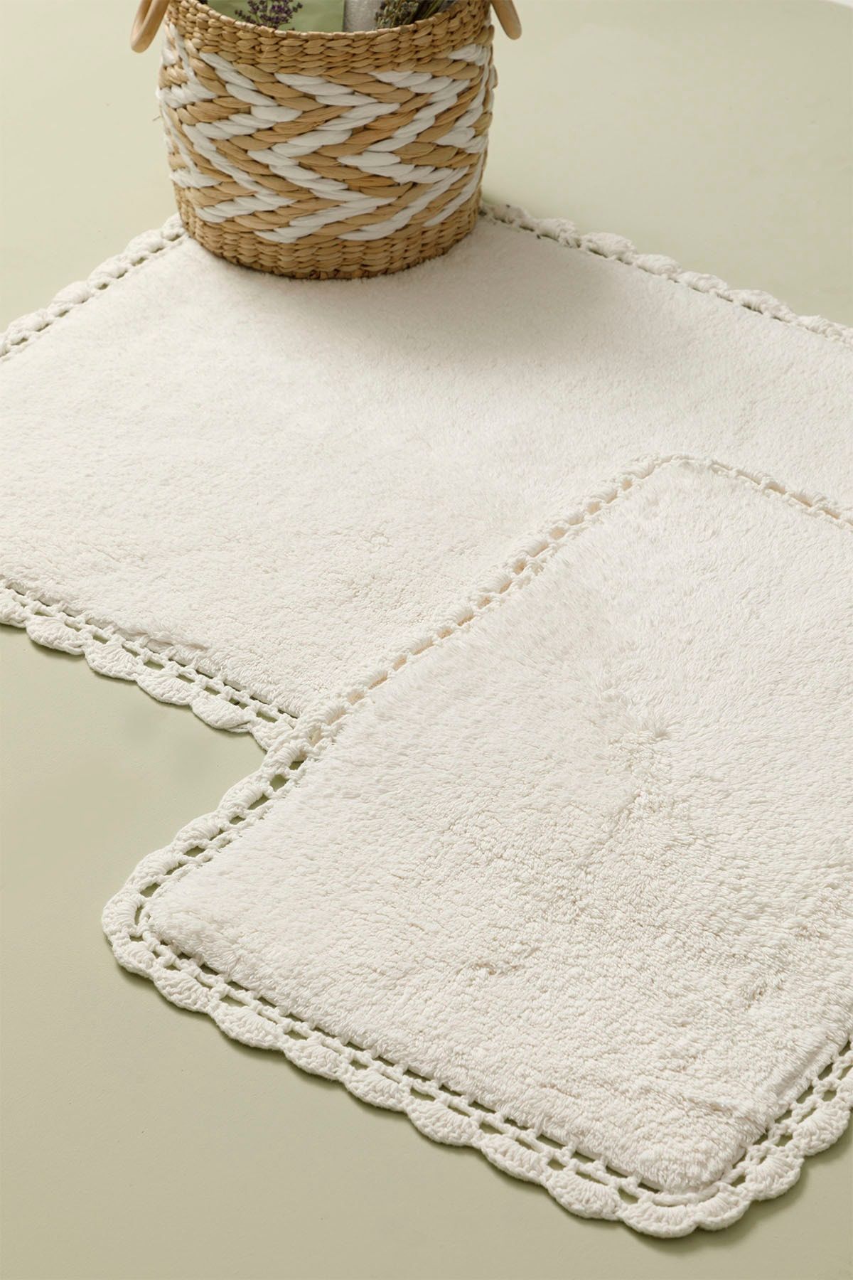 English Home Freda Pamuklu 2'li Banyo Paspası Seti 60x90cm+40x60cm Ekru