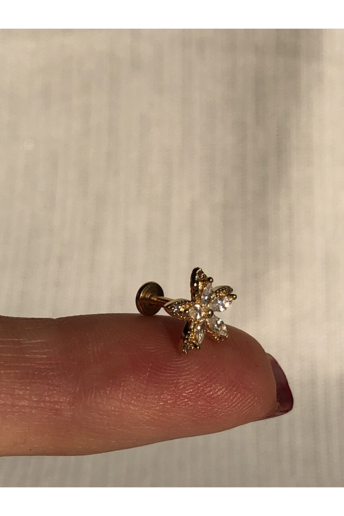 BY DİLEK ÇETİN ACCESSORY Çelik Taşlı Helix Tragus Piercing