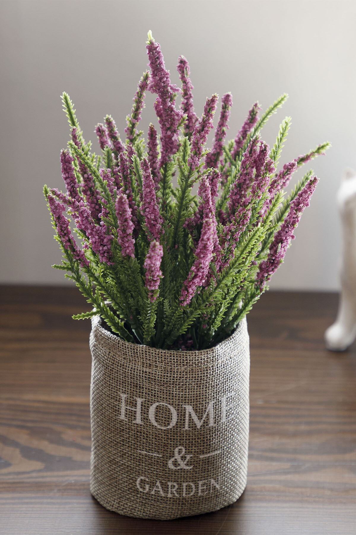 English Home Lavender Seramik Vazolu Yapay Çiçek 17x17x23,5cm Lila