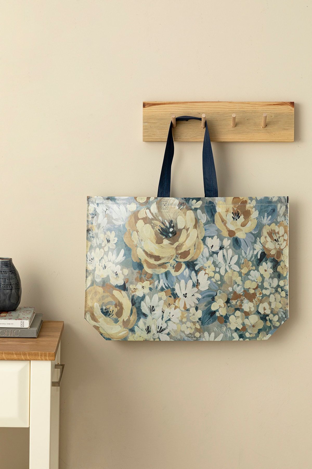 English Home Roses Alışveriş Çantası 54,5x38 Cm Mavi