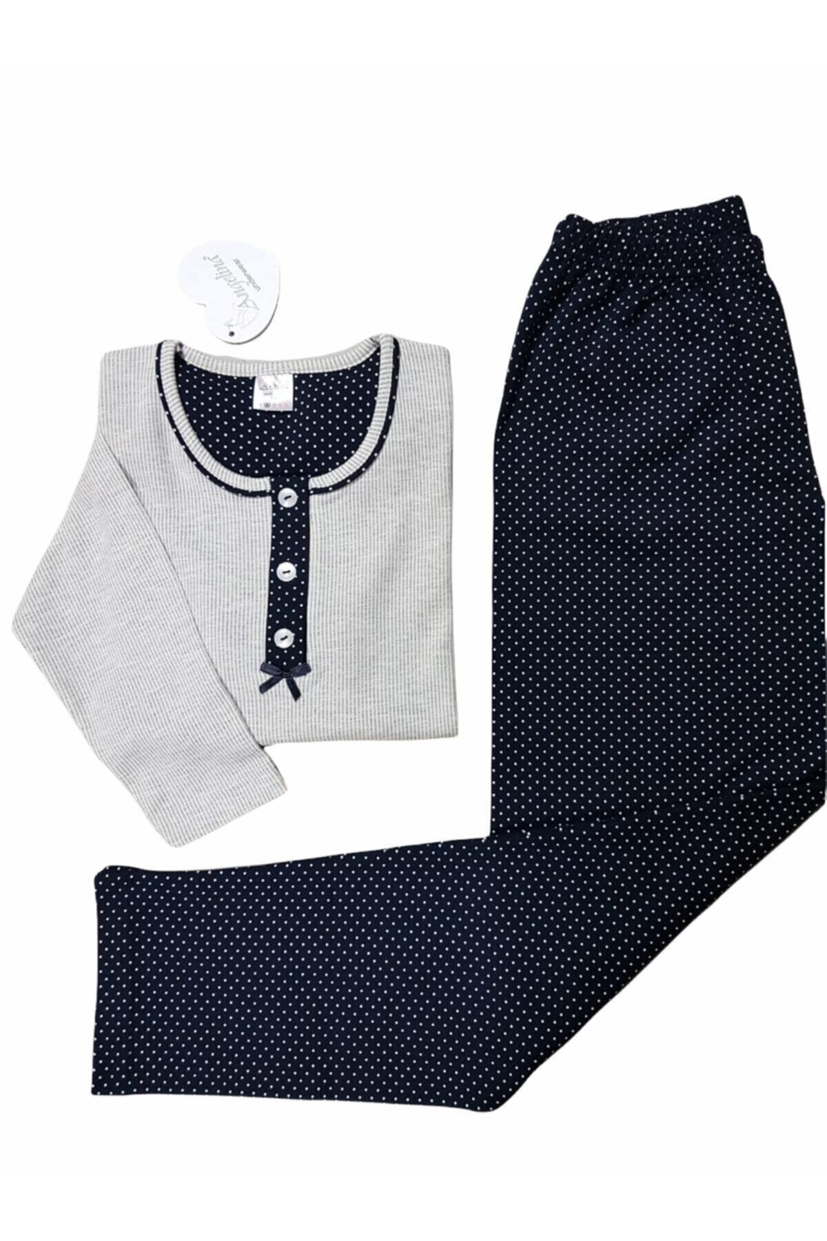 ANGELİNA Tam Pamuklu Interlok Kumaş Puantiyeli Bayan Pijama Takımı 16706190