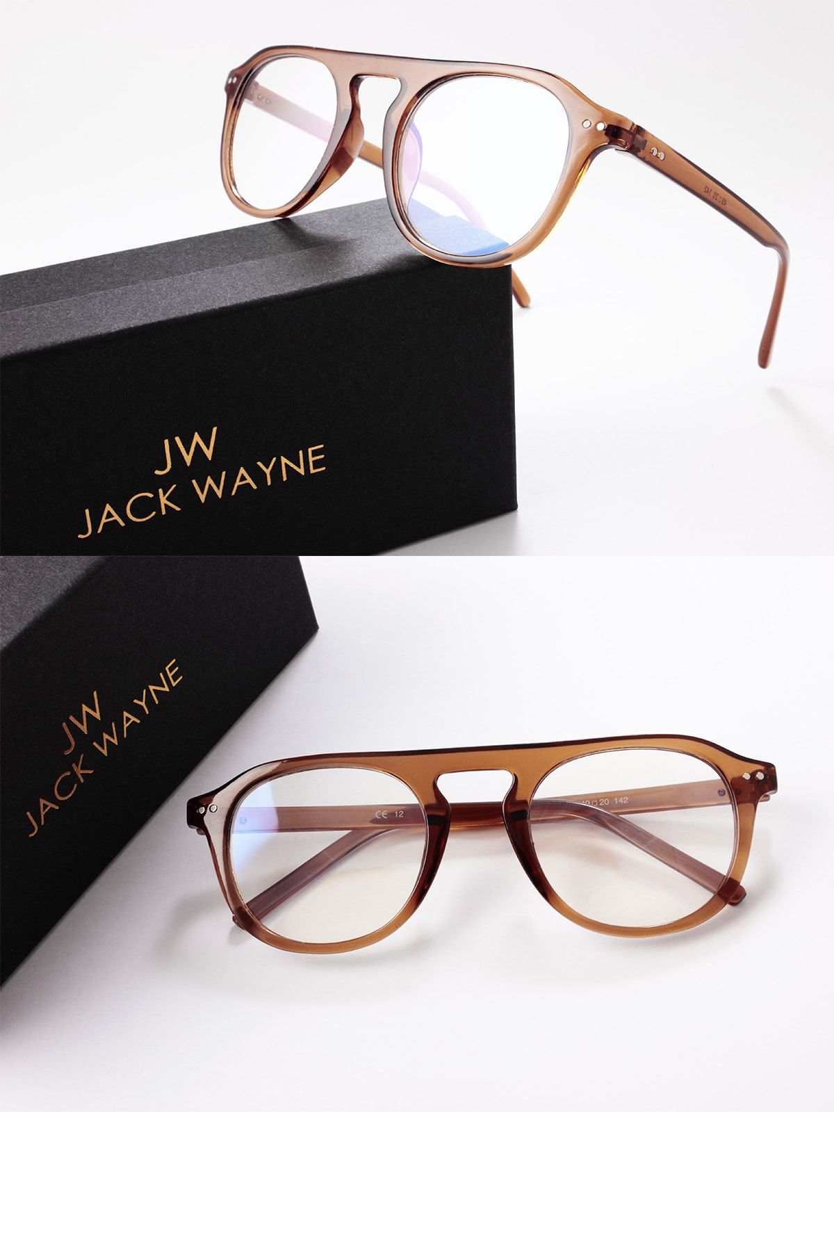 JACK WAYNE Kahverenk Çerçeve Şeffaf Cam Unisex Mavi Işık Korumalı Gözlük A060