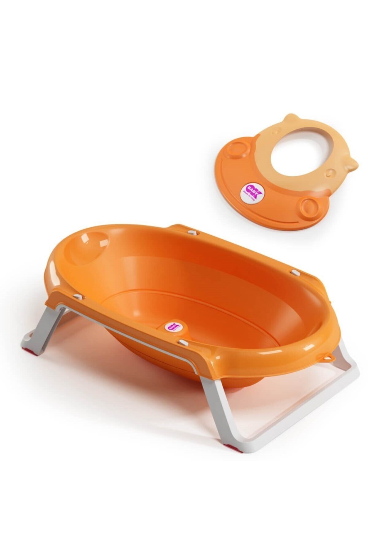 OkBabyy Okbaby Onda Slim Katlanır Bebek Küveti & Hippo Banyo Siperliği / Turuncu