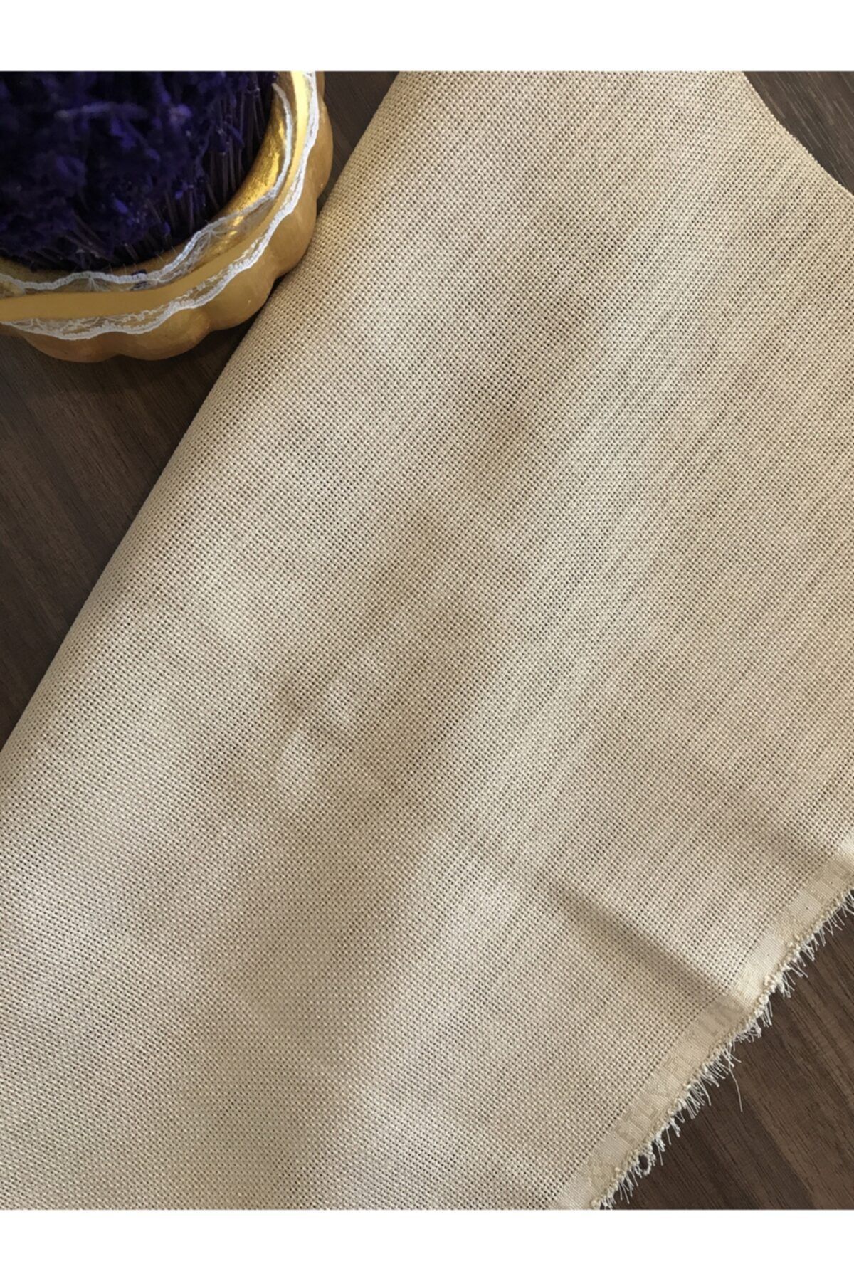 etuval Linen Etamin Punch Ve Pano Kumaşı Koyu Bej 38x38cm