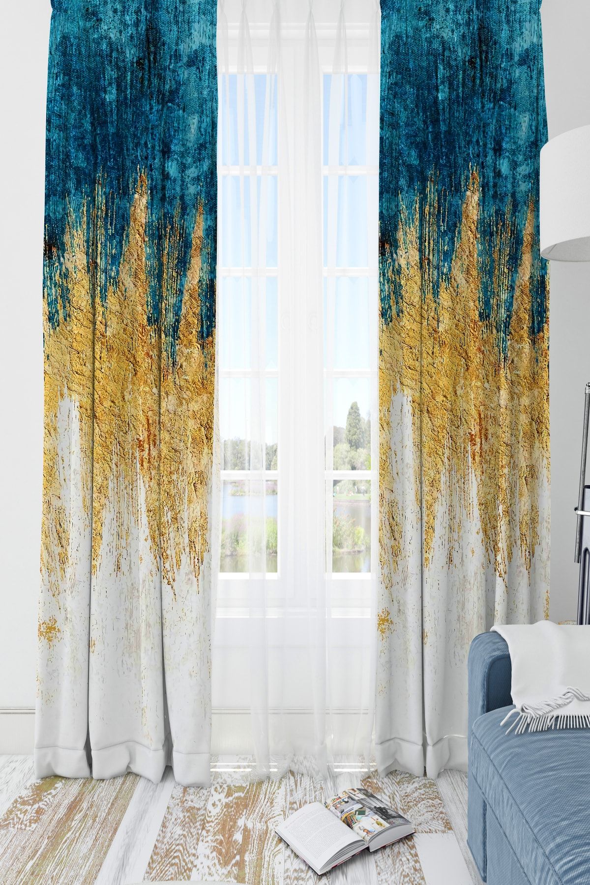 DT HOME Mavi Gold Taş Fon Çift