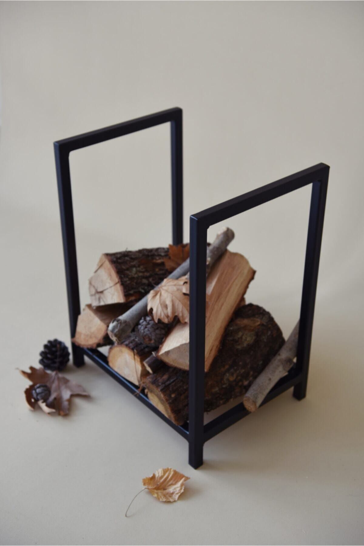 DizaynS Dekoratif Metal Şömine Yanı Odunluk 50x40x30 Cm