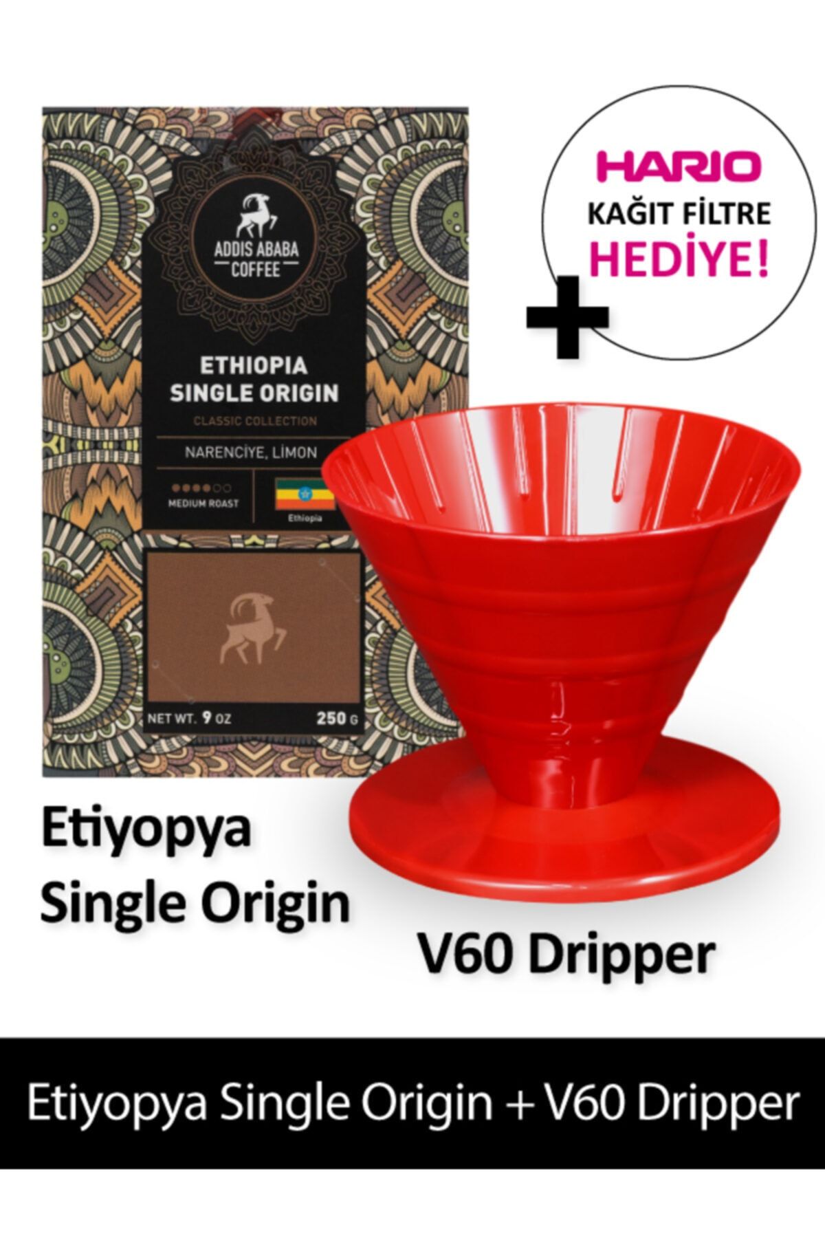 Addis Ababa Coffee Etiyopya Single Origin Coffee Ve V60 Dripper